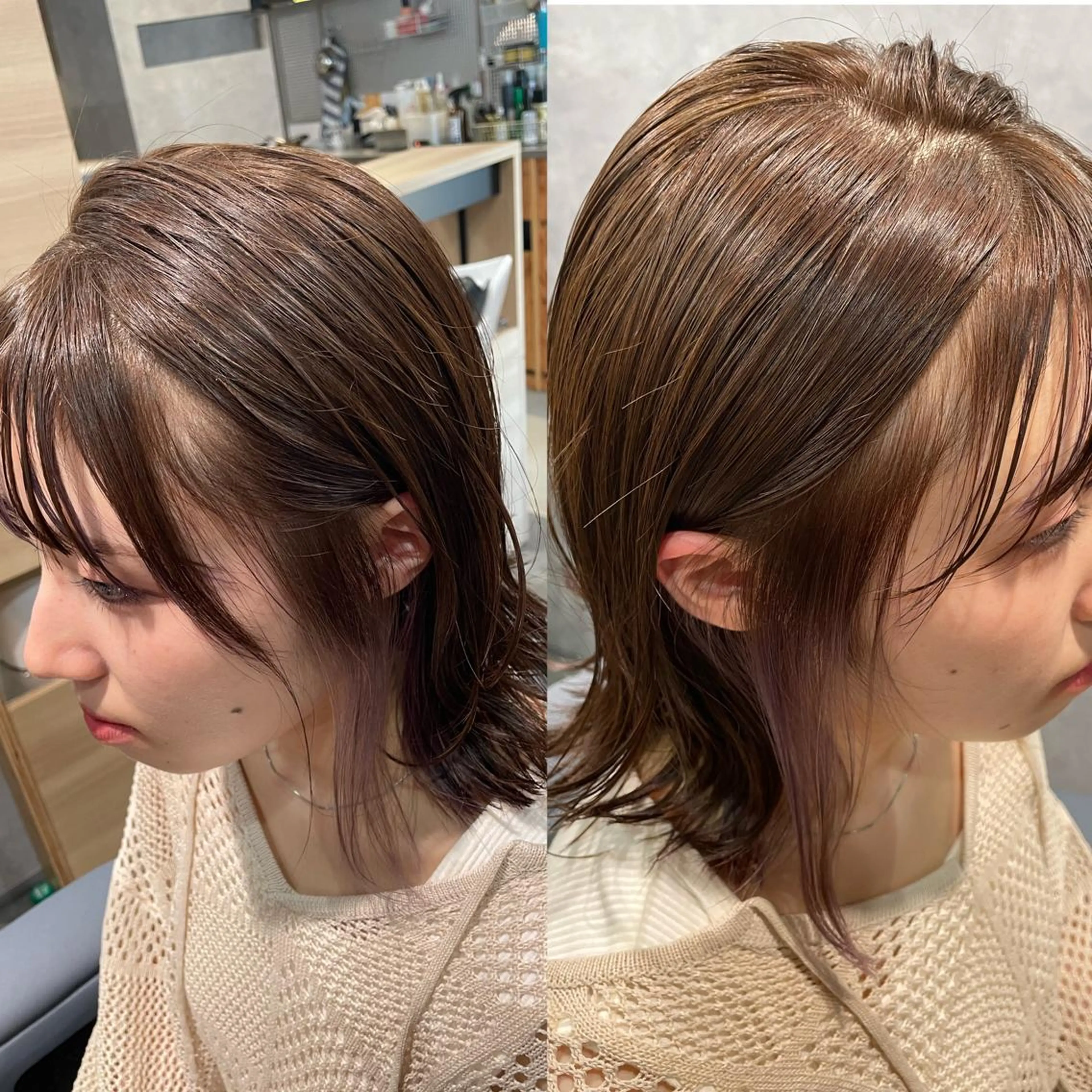 ミディアム カラー 黒岩 梨沙のヘアスタイル