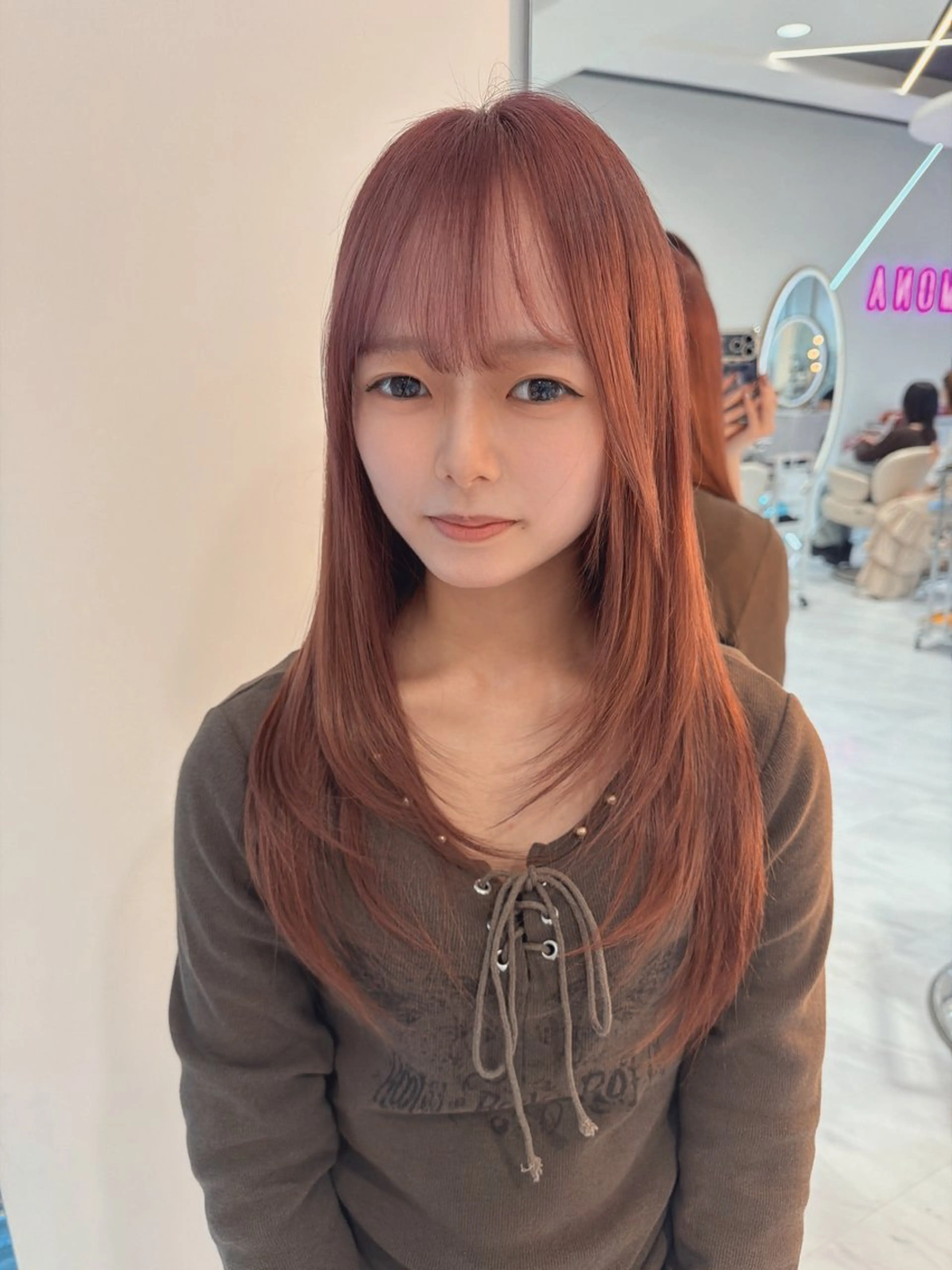 ロング カラー ピンクカラー レイヤーカット カット ヘアカラー SAYAKA 🍒／ボブ／暖色のヘアスタイル