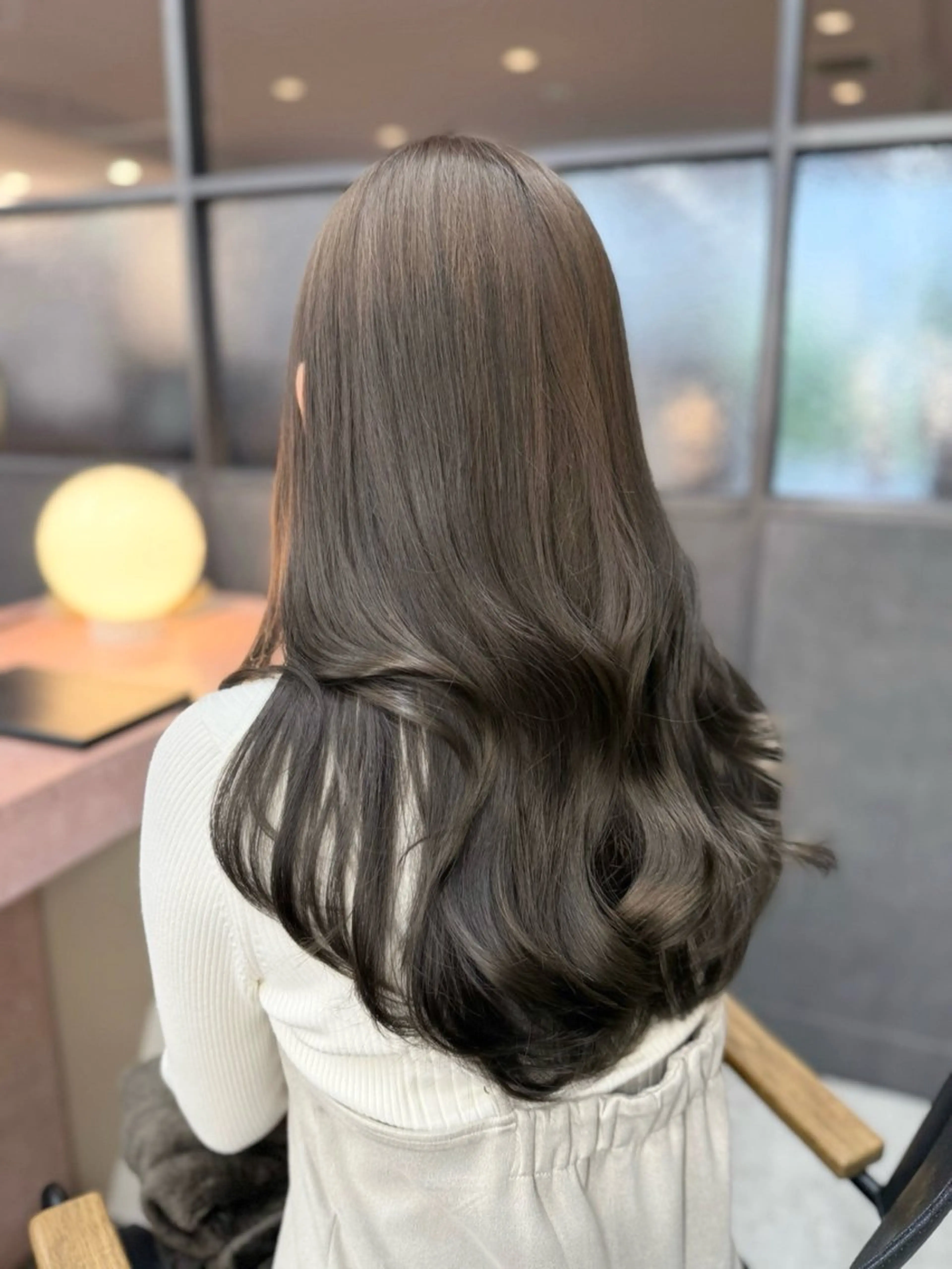 ロング カラー ブリーチ グレージュ ブリーチなしカラー ヘアカラー トリートメント 日韓レイヤー🇰🇷 透明感カラー/ナカネのヘアスタイル