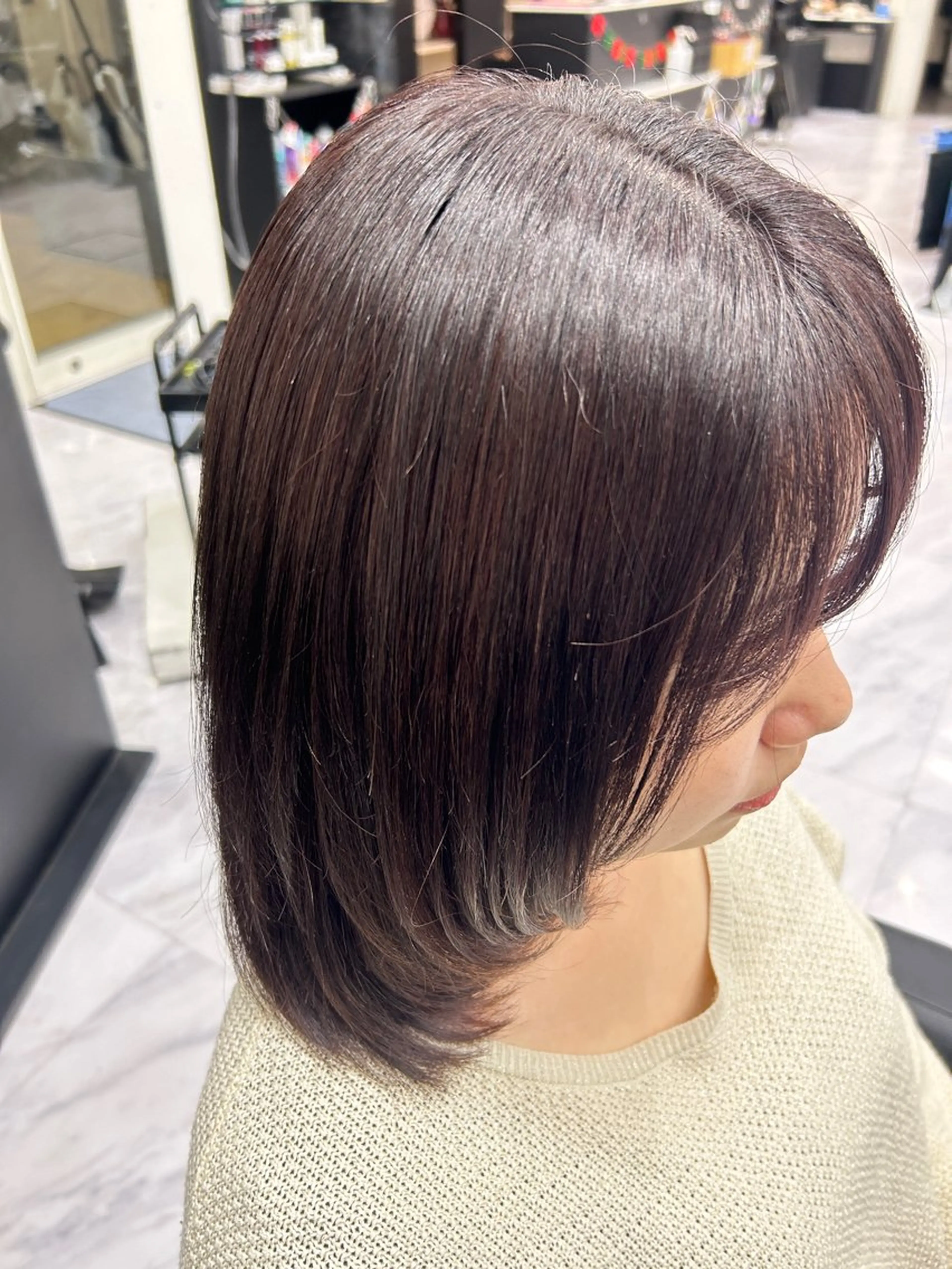 ミディアム ピンクブラウン ヘアカラー トリートメント 🍊小川実里🍊 /カラーレイヤーのヘアスタイル