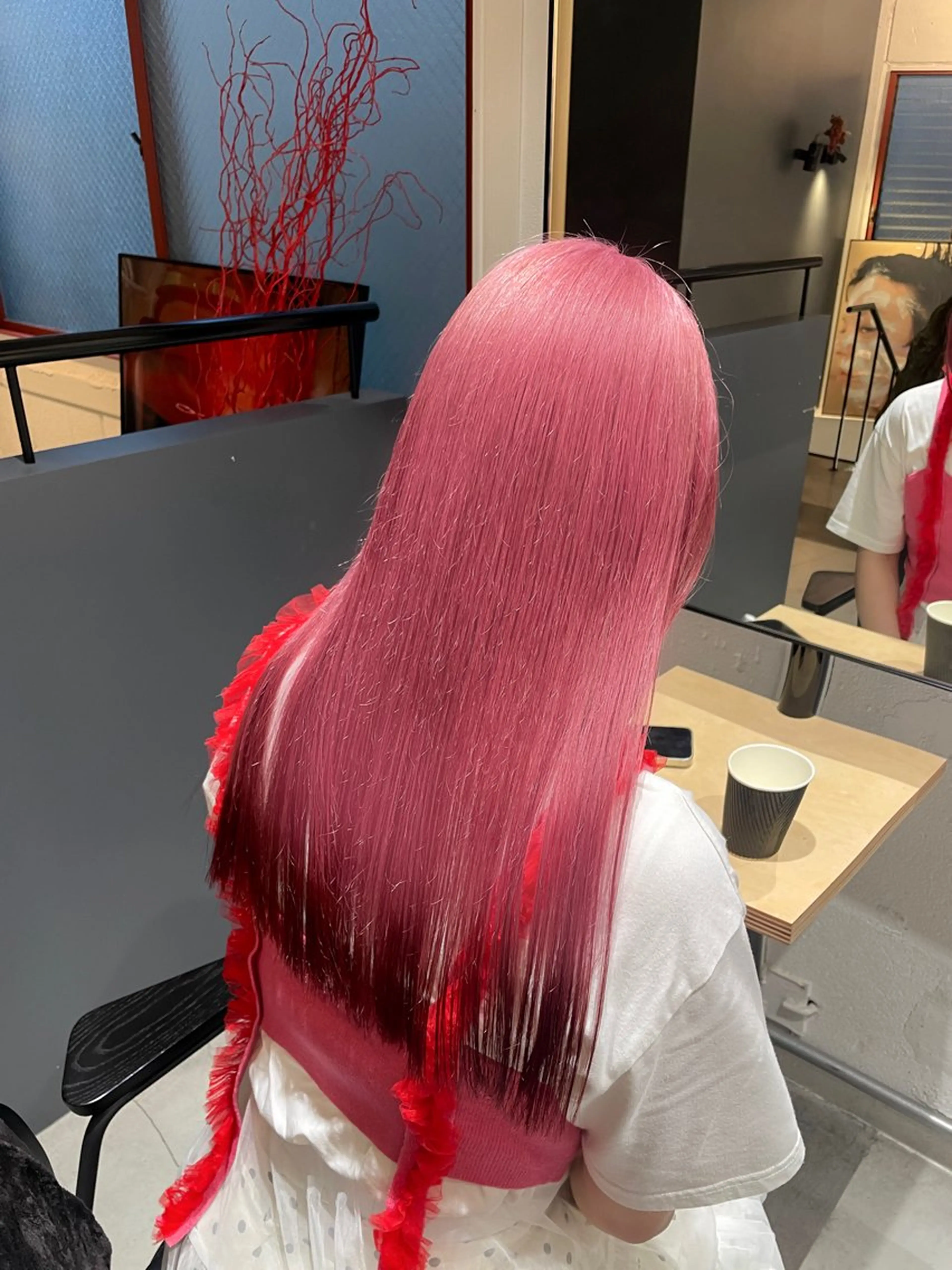 セミロング カラー ヘアアレンジ デザインカラー ハッシュカット/ 韓国ヘア☽⋰mahoのヘアスタイル