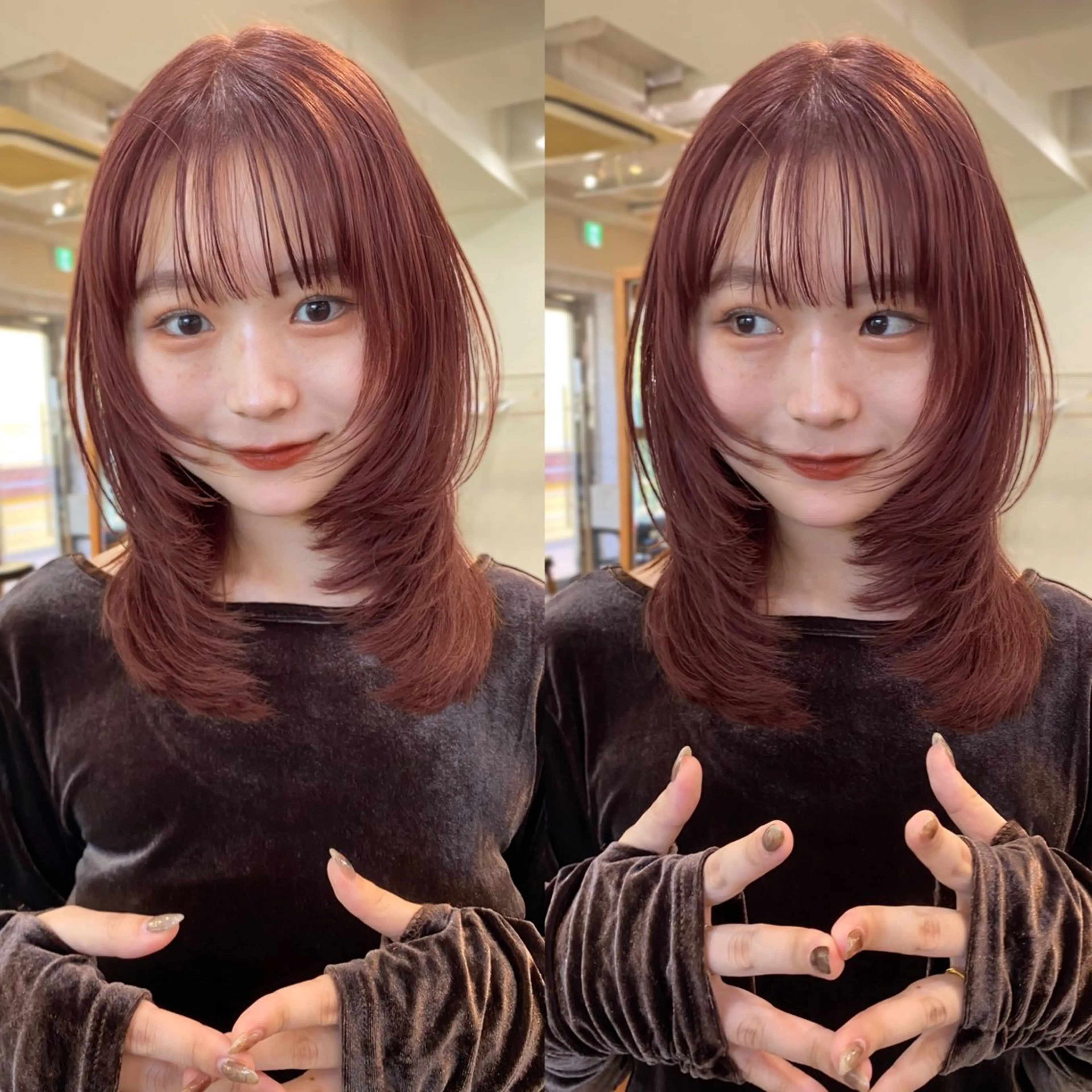 ミディアム カラー ベージュカラー ピンクカラー ピンクベージュ レイヤーカット 似合わせカット shiori/暖色/ レイヤー/似合わせのヘアスタイル