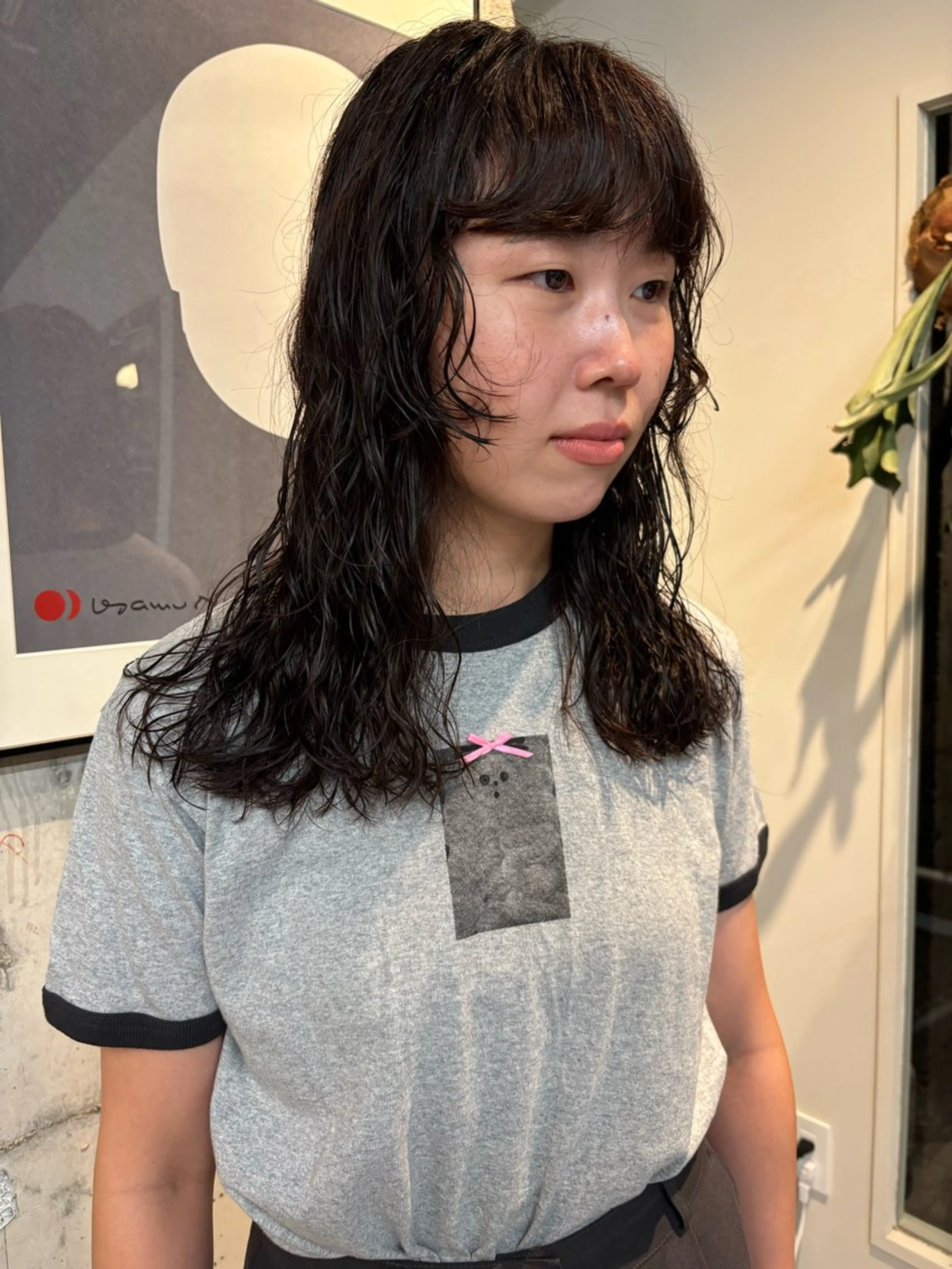 セミロング パーマ 永田 愛莉のヘアスタイル