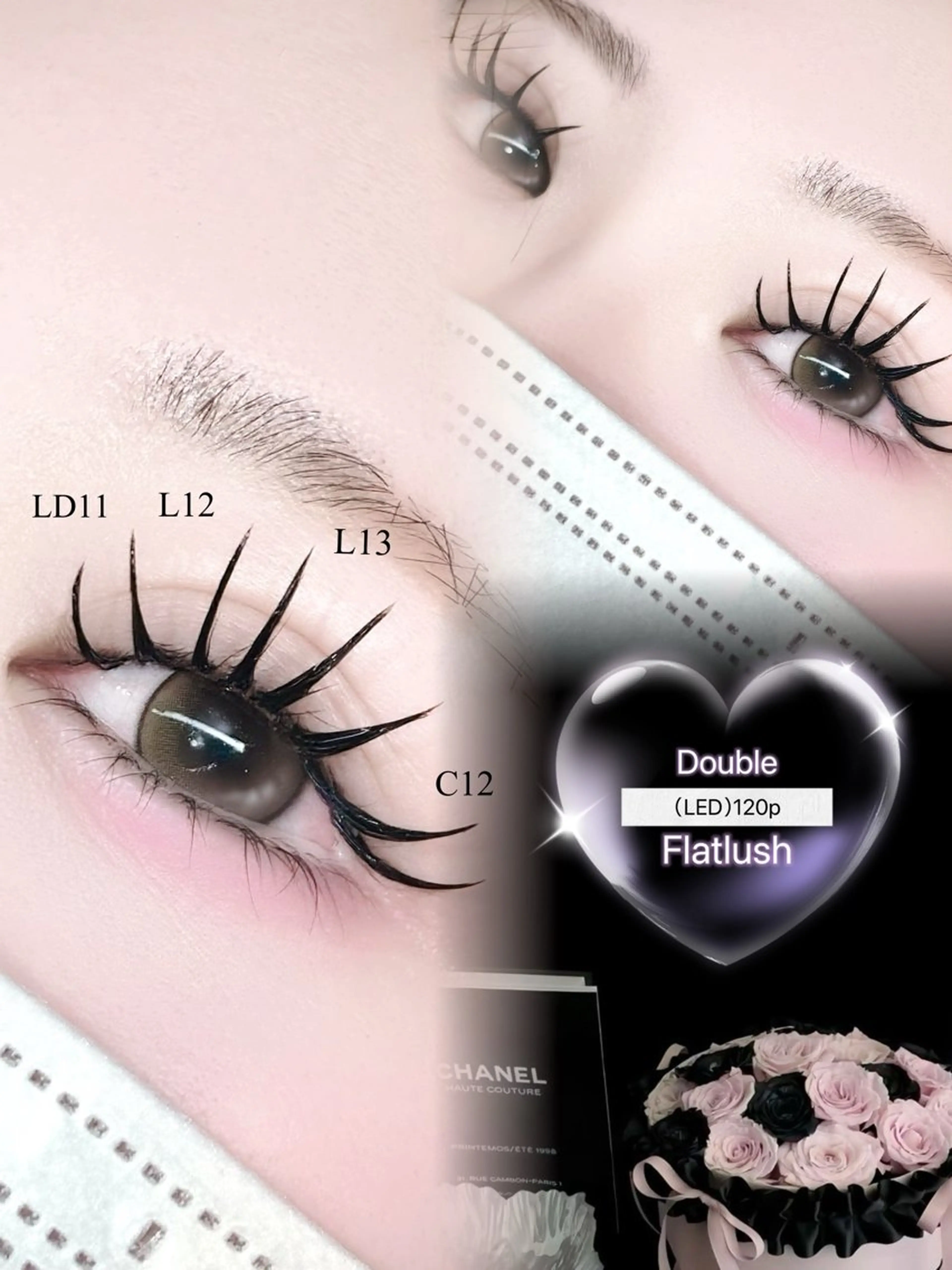 マツエク・マツパ 束感まつ毛 フラットラッシュ マツエク 🩶LEDエクステ＆ エクパーマRAN🪽のマツエク・マツパデザイン