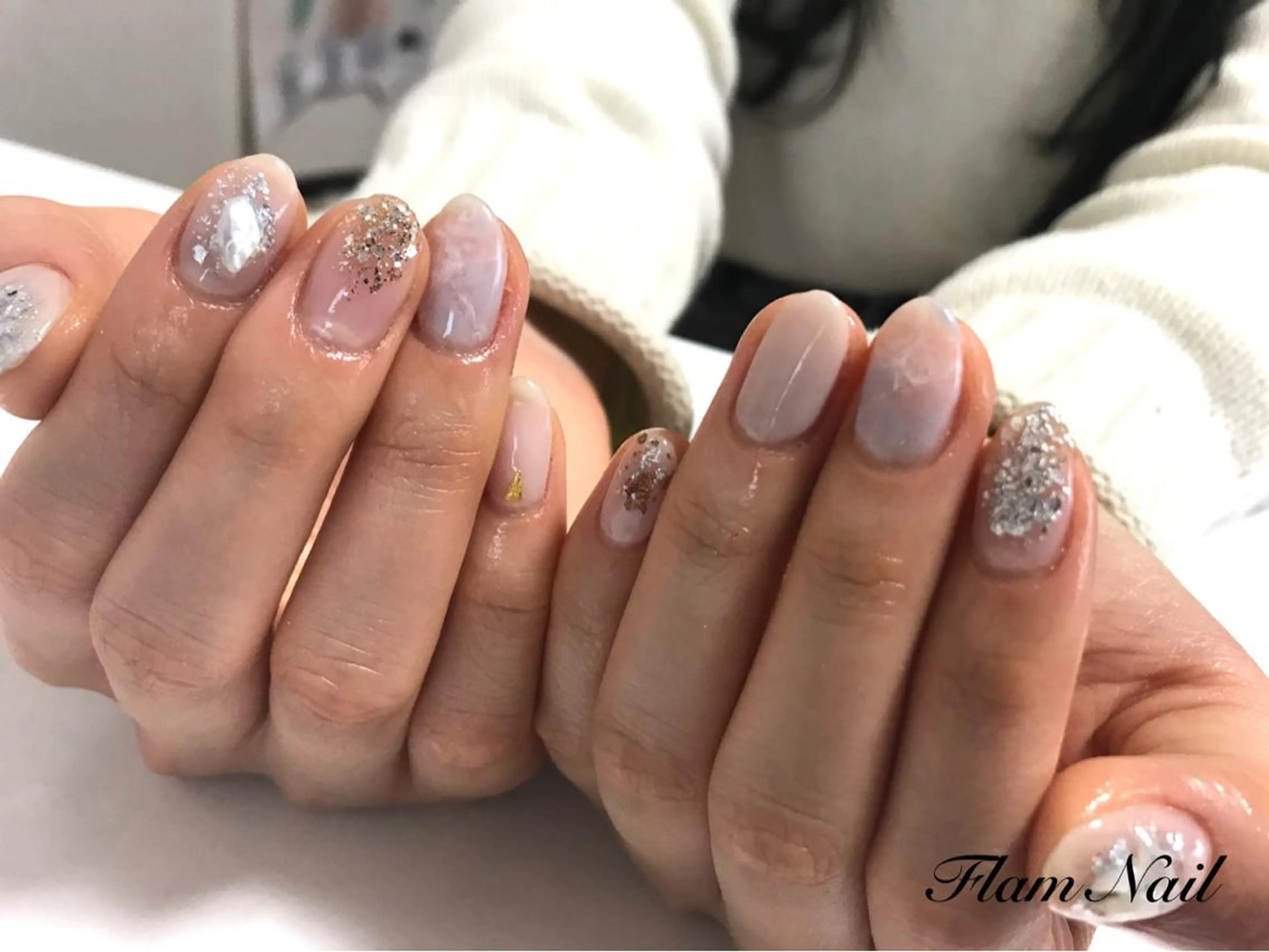 ネイル シルバー Flam Nailのネイルデザイン