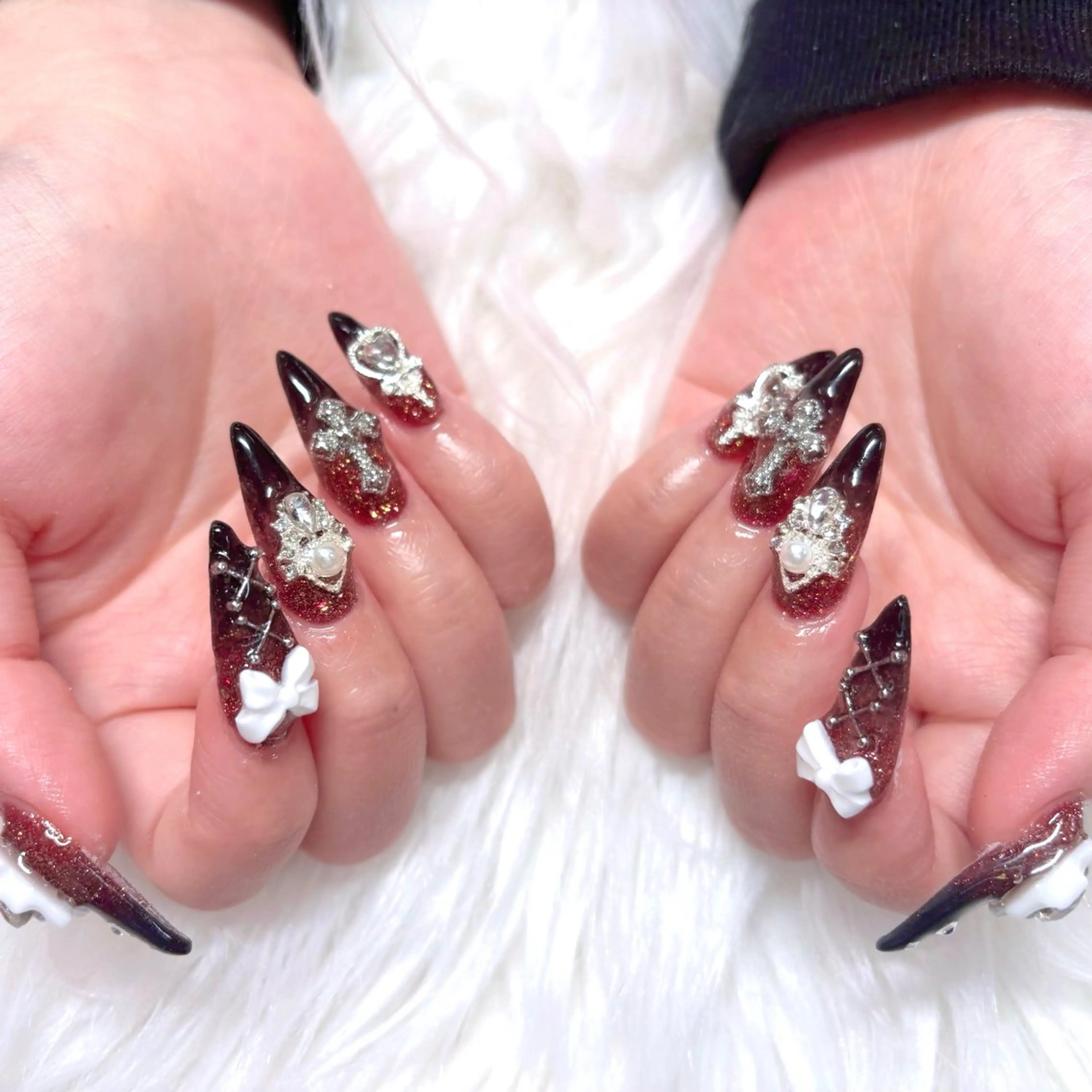 ネイル アートネイル グラデーション キラキラネイル ハンドネイル Noix nailのネイルデザイン