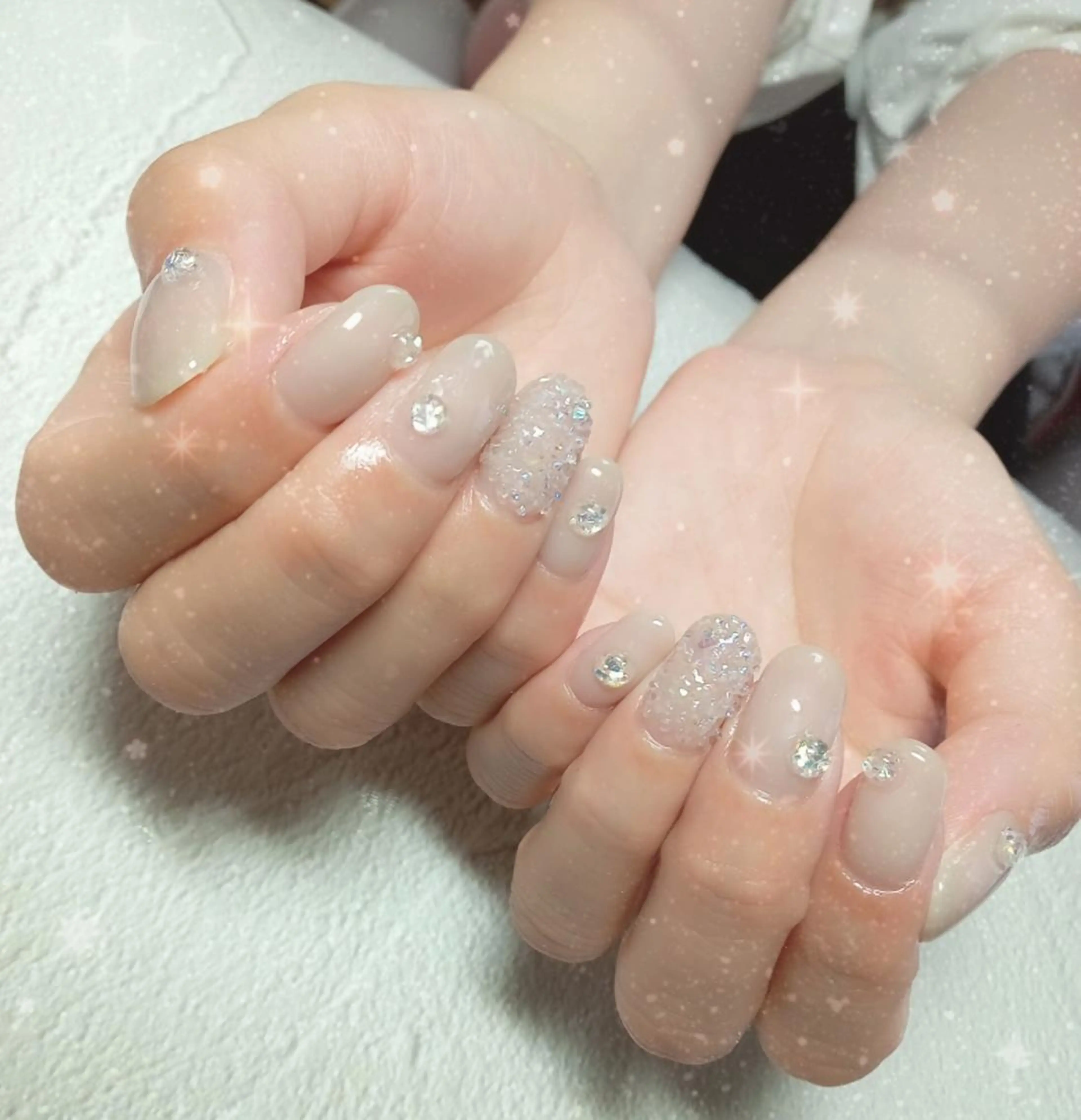 ネイル キラキラネイル シンプルネイル 春ネイル ブライダルネイル ハンドネイル flure de neige yukiのネイルデザイン