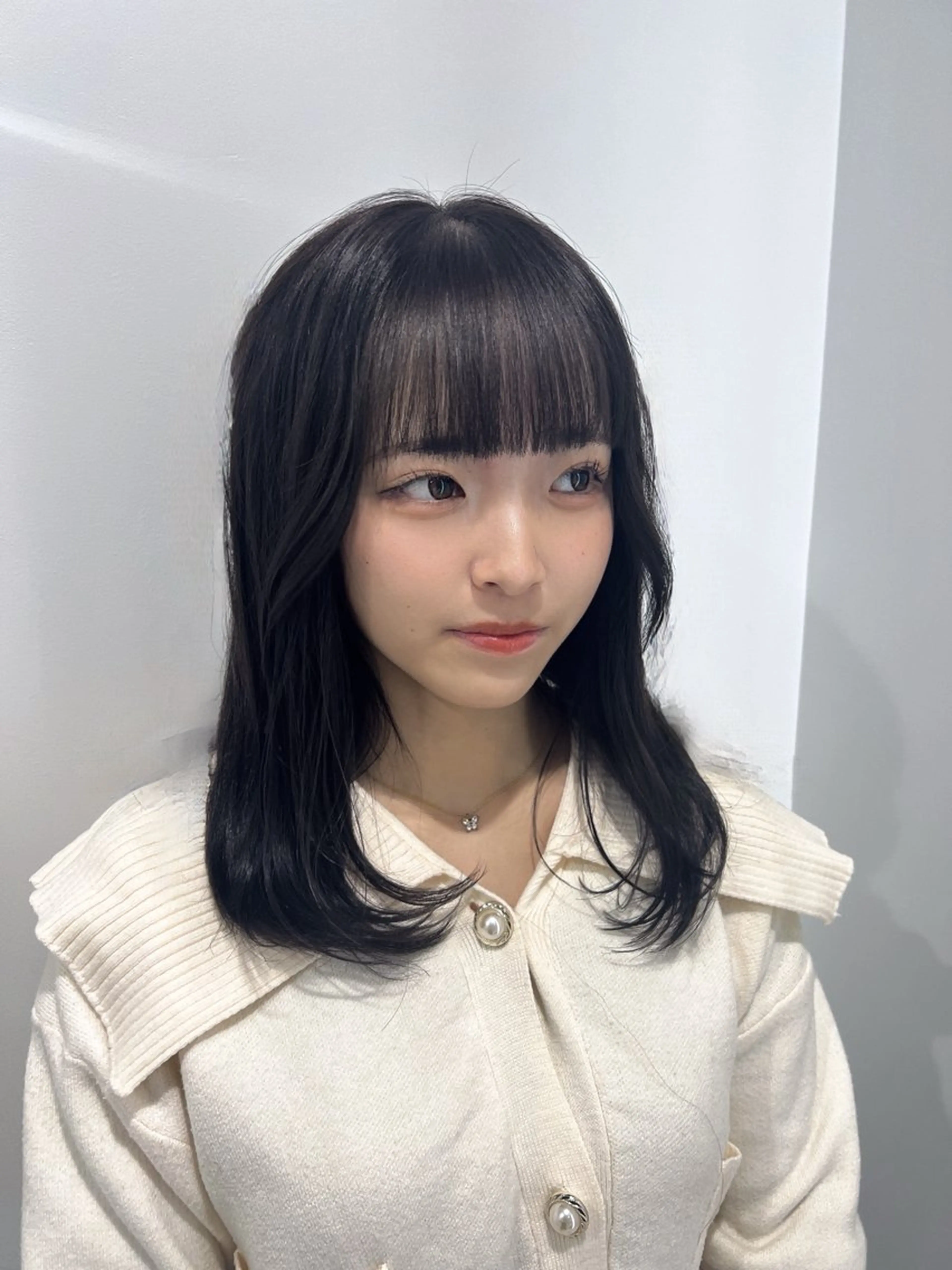 セミロング カラー カット ヘアカラー トリートメント 暗髪🩶ラベンダー/ ブルー/ユウナ🤍のヘアスタイル