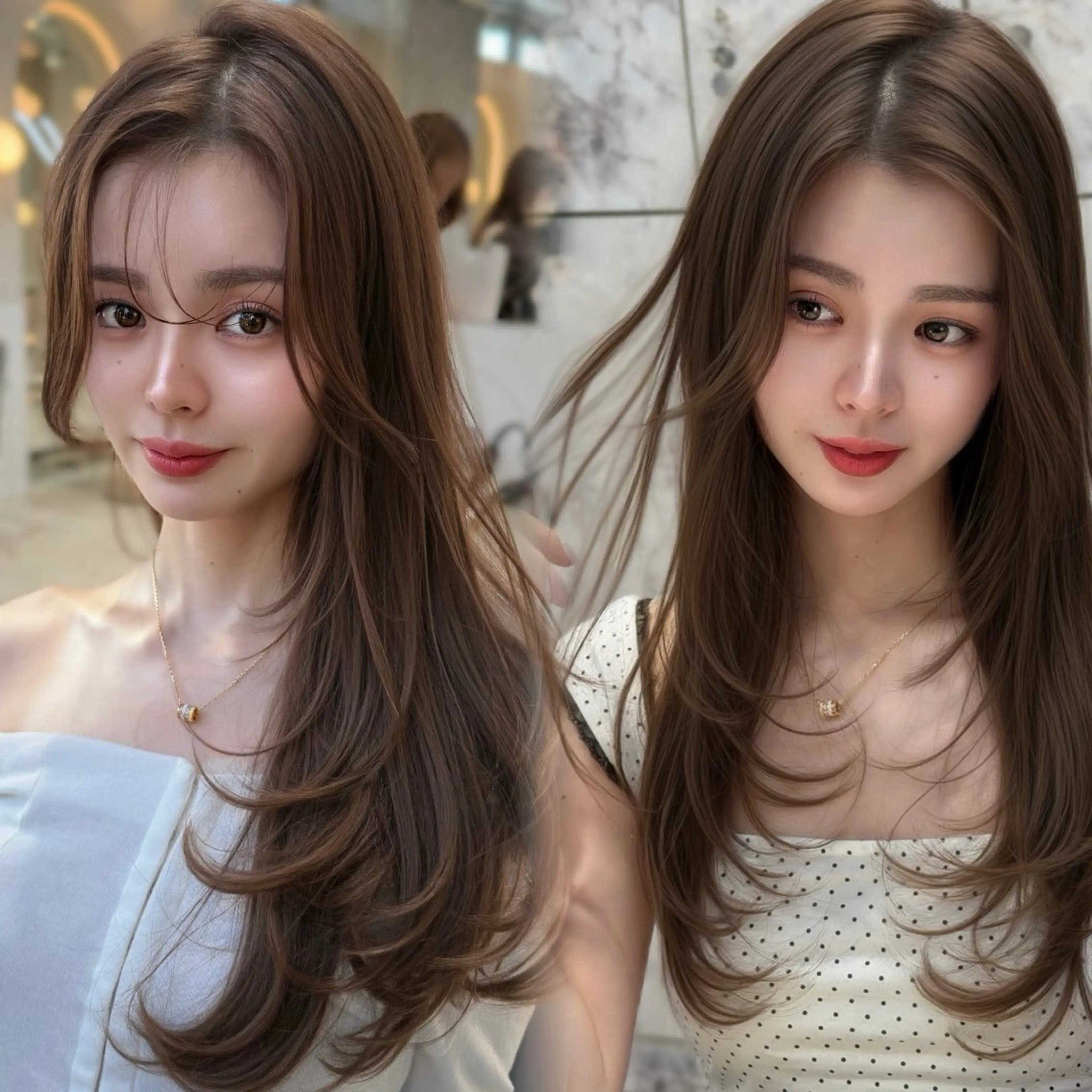 セミロング カラー カット ヘアカラー トリートメント 新宿/韓国風レイヤー 髪質改善/渋谷直樹のヘアスタイル