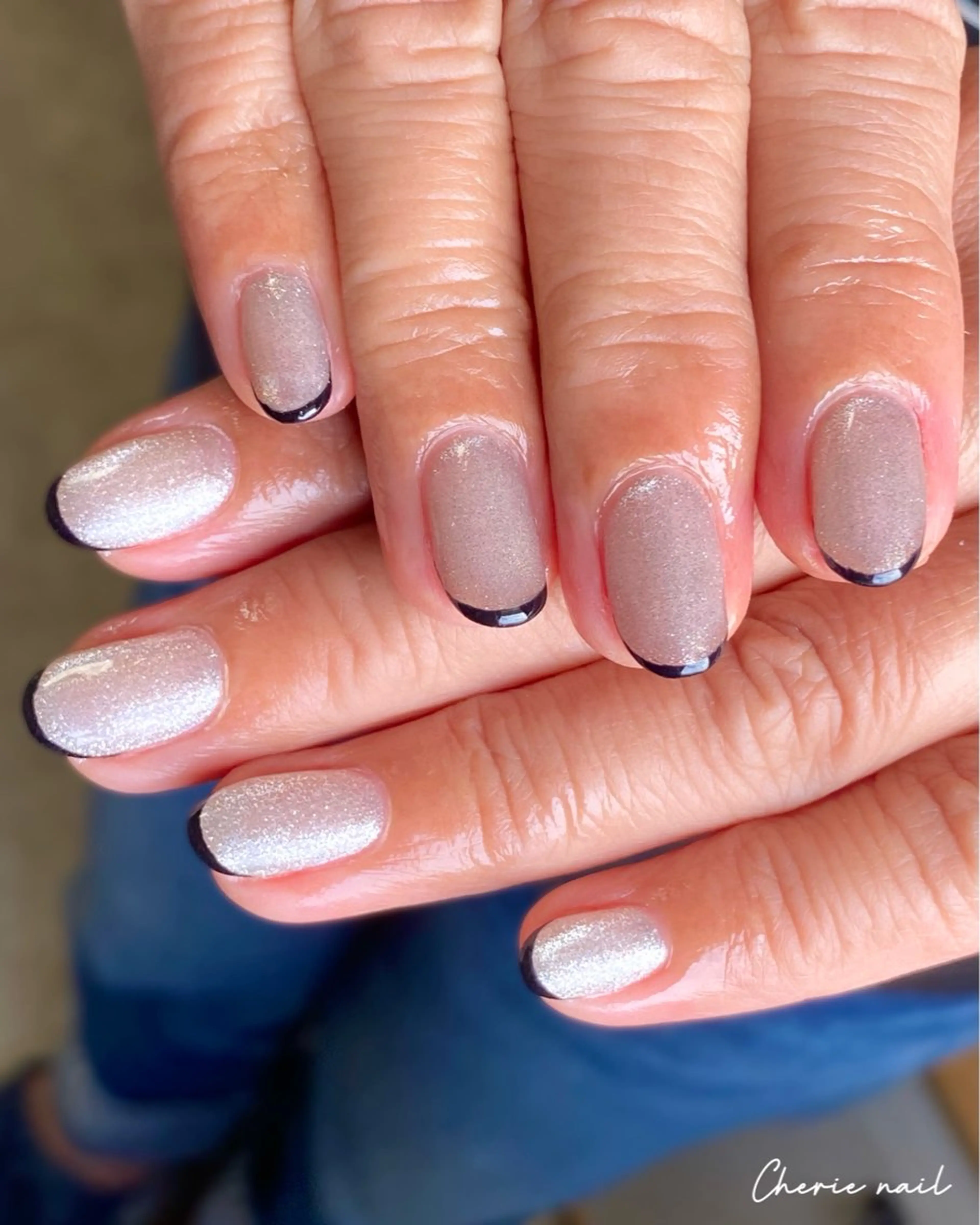 ネイル フレンチネイル ジェルネイル マグネットネイル オフィスネイル ハンドネイル Cherienail yunaのネイルデザイン