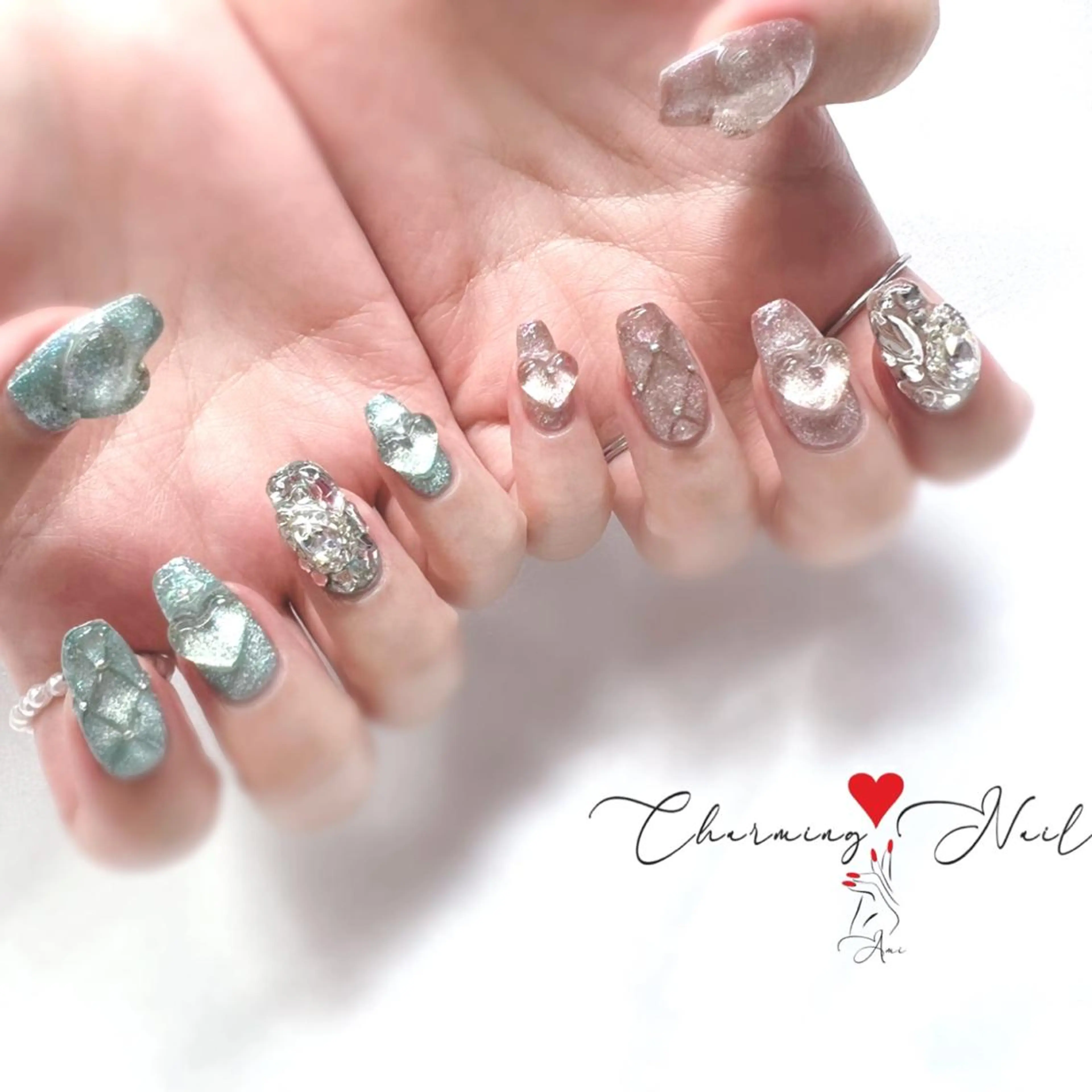 ネイル クリアネイル ハート キラキラネイル 韓国ネイル 持ち込み Charming❤️Nail所属・Nailist Amiのその他イメージ