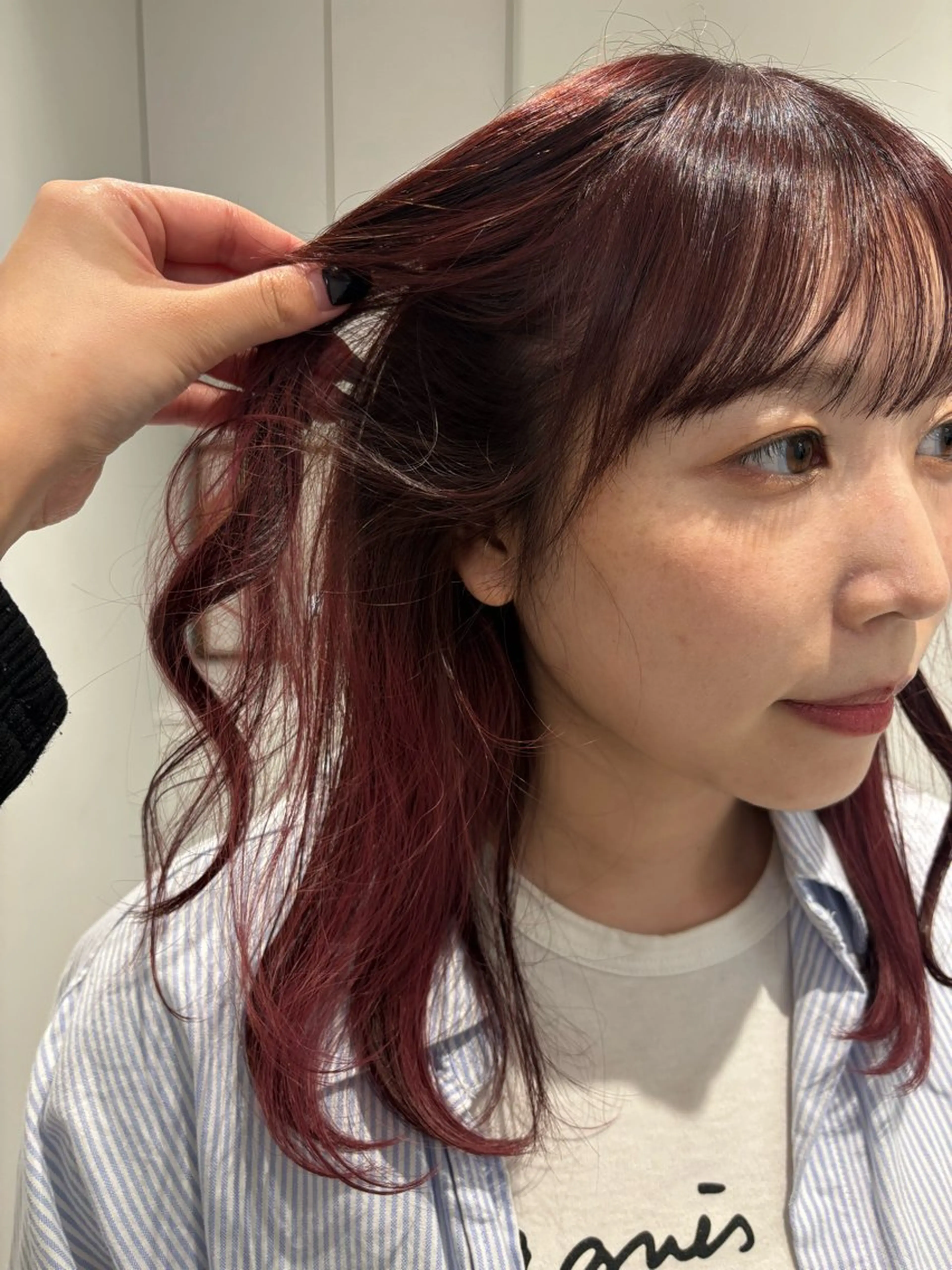 セミロング ヘアカラー リン🔔ボブ cut ベージュカラー🤎のヘアスタイル