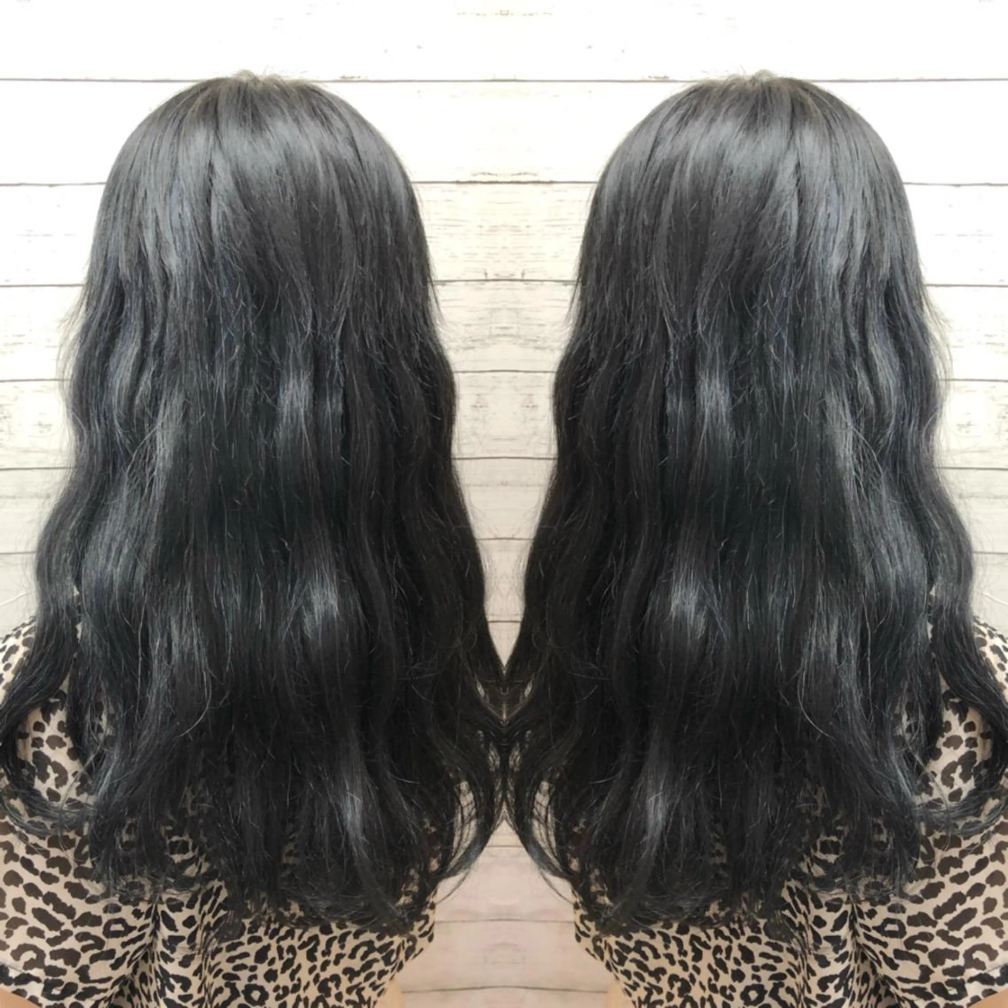 ショート カラー 黒髪 ブルーカラー グレーブラック ネイビーカラー エクステ 韓国ヘア🤍髪質改善 🇰🇷AKANEのヘアスタイル