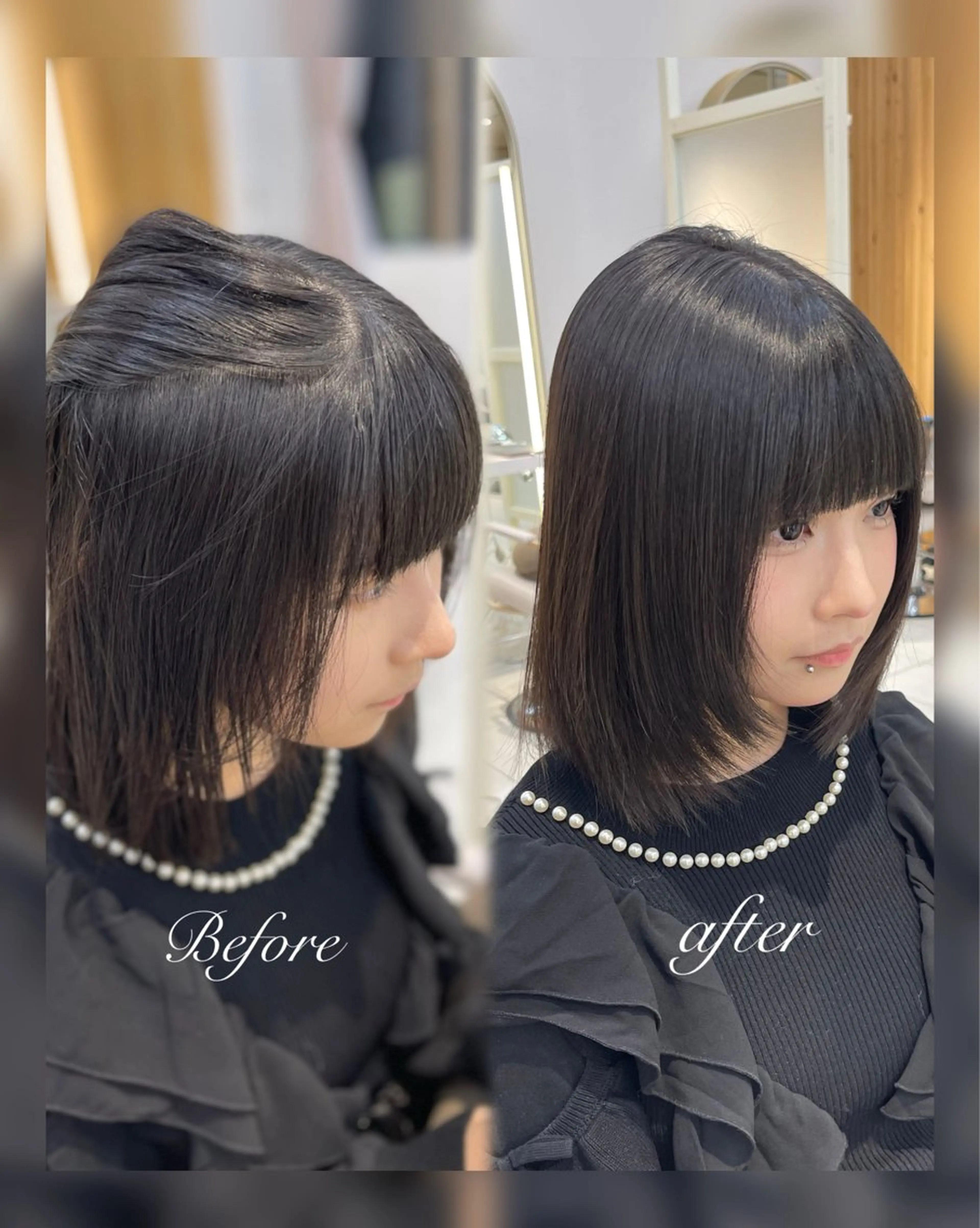 セミロング 縮毛矯正 𝐑𝐞𝐨/透明感 𝐜𝐨𝐥𝐨𝐫のヘアスタイル