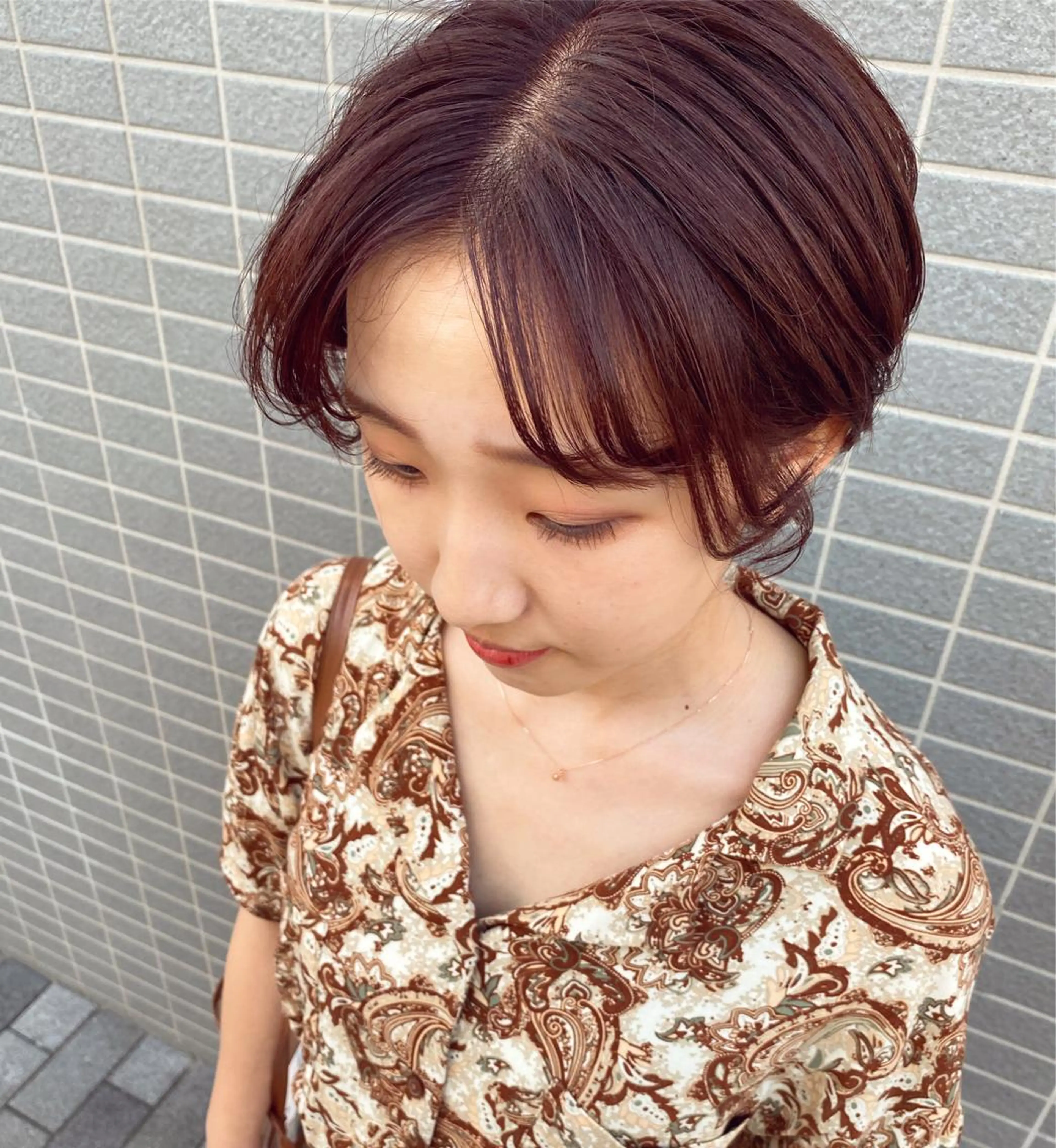 ショート カラー ヘアアレンジ ブラウンカラー ピンクカラー ピンクブラウン ヘアカラー トリートメント ヘッドスパ パーマ指名No1 /namiのヘアスタイル
