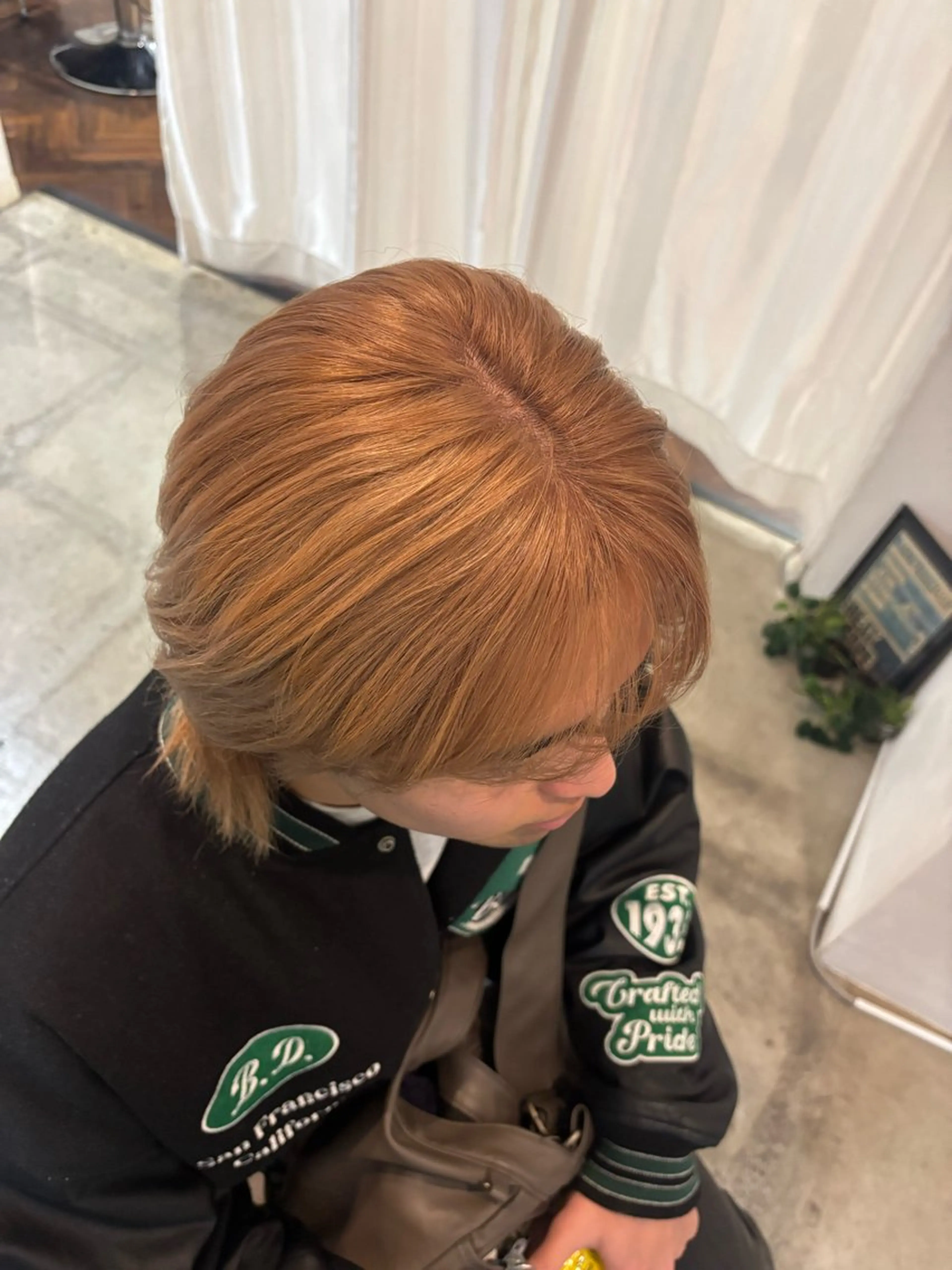 ショート カラー ベージュカラー ブリーチ オレンジ オレンジベージュ Buddyhair LEAP所属・ひいろ パーマ/ダブルカラーのヘアスタイル