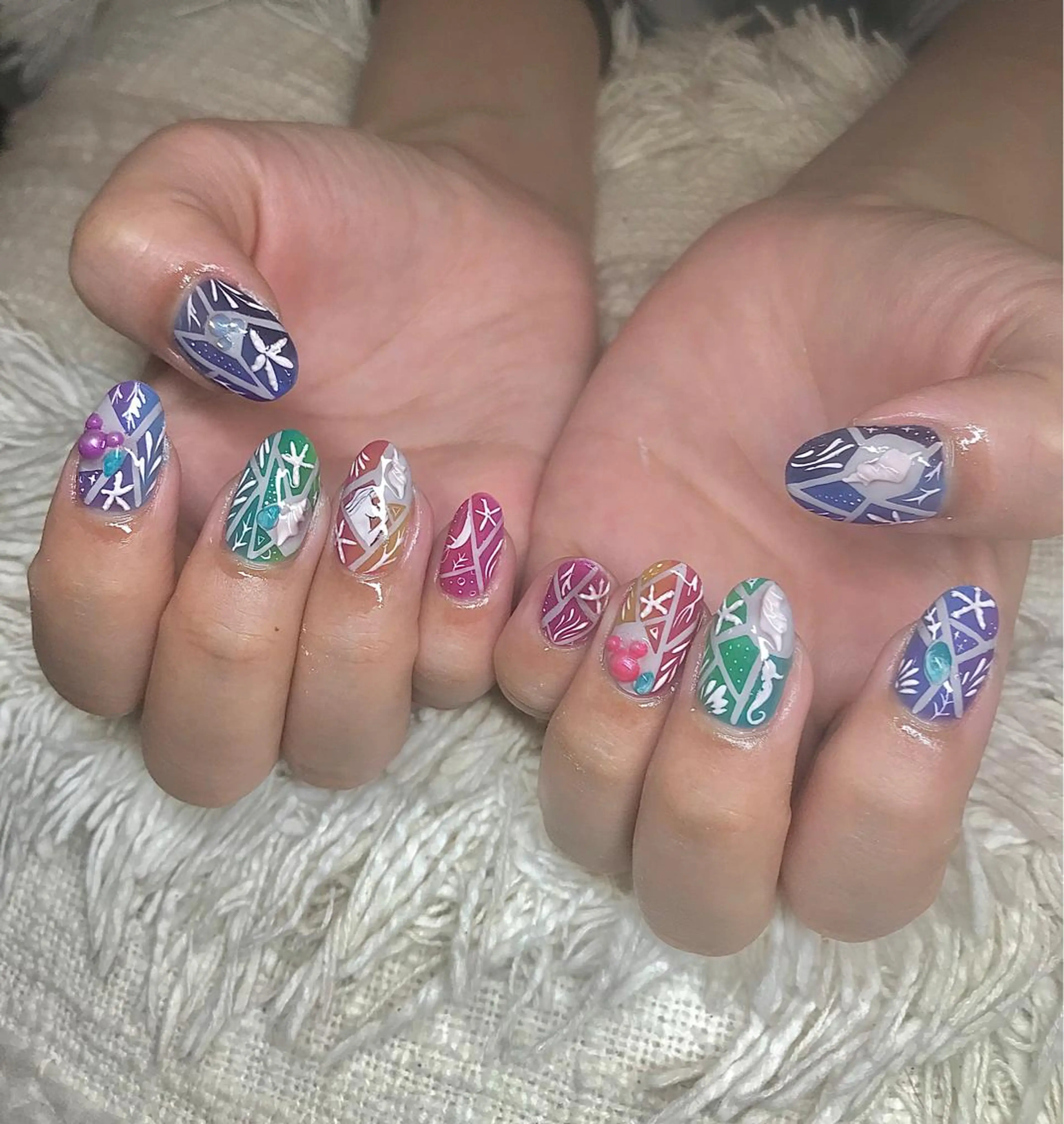 ミディアム カラー パーマ ヘアアレンジ ネイル マツエク・マツパ ハンドネイル ハンドケア nail&eye Aoのマツエク・マツパデザイン