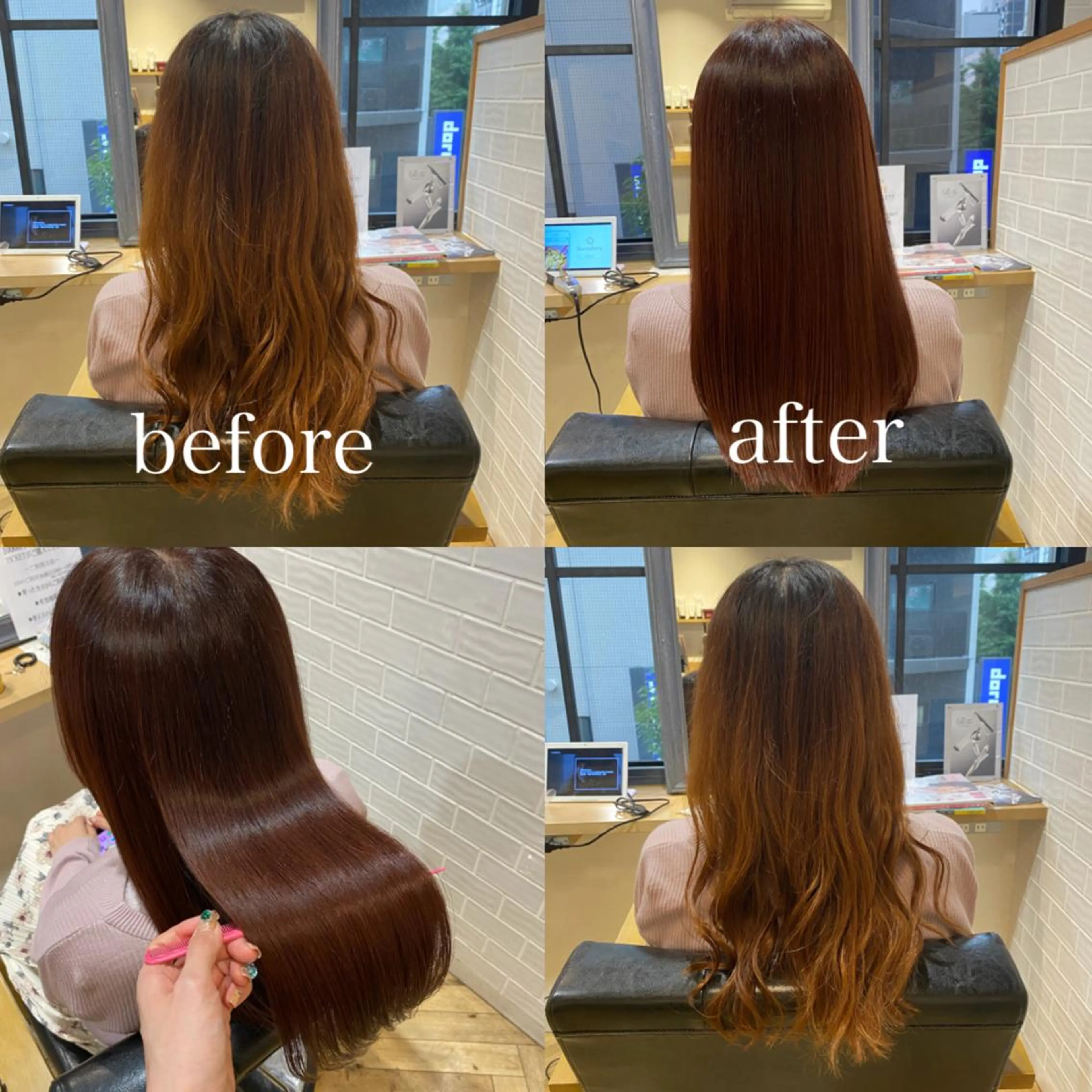 ロング カラー アクアカラー ブラウンカラー ピンクカラー ピンクブラウン トリートメント 艶カラー/韓国顔周り 🎀mamiのヘアスタイル