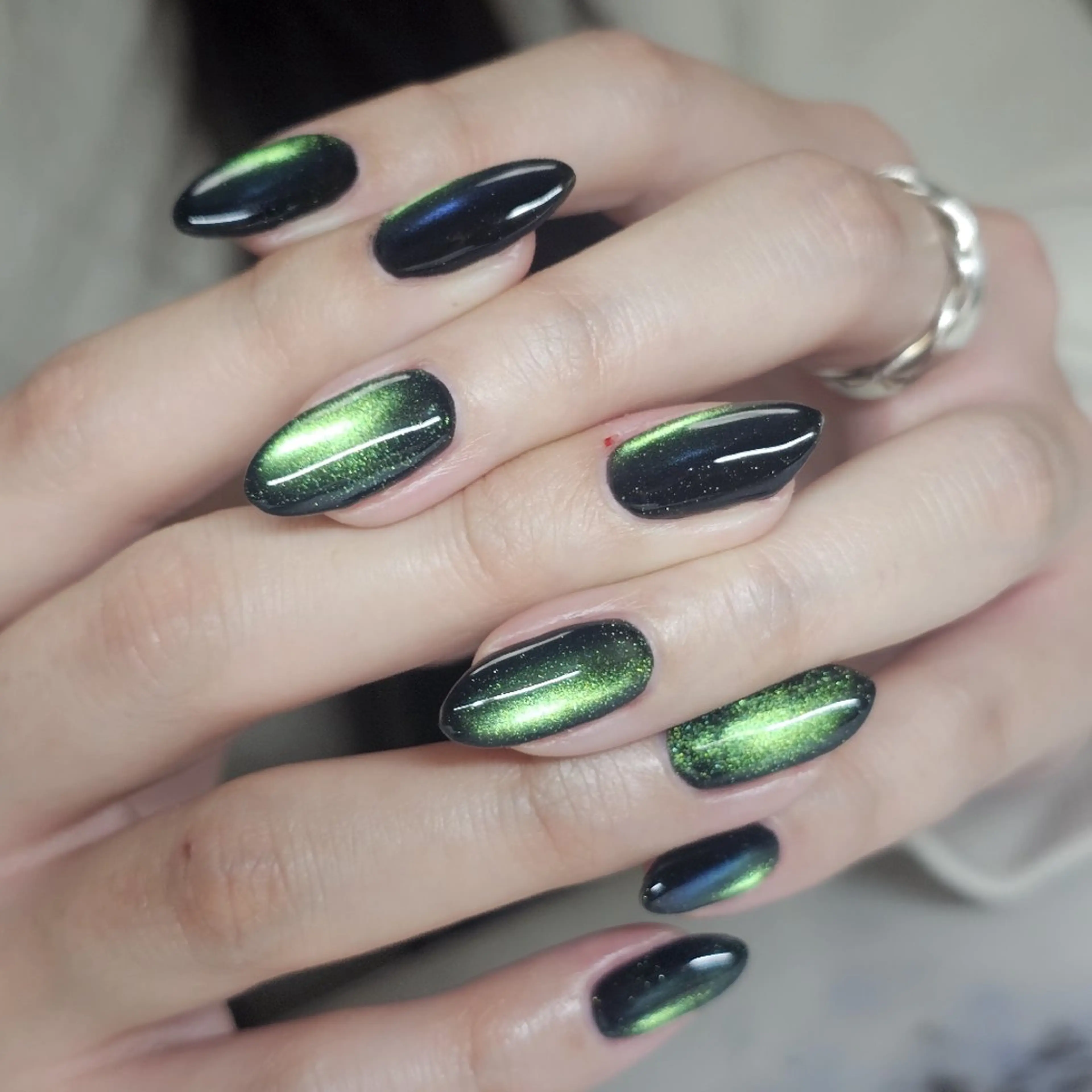 ネイル グリーン マグネットネイル ★Blanche ☆neige★のネイルデザイン