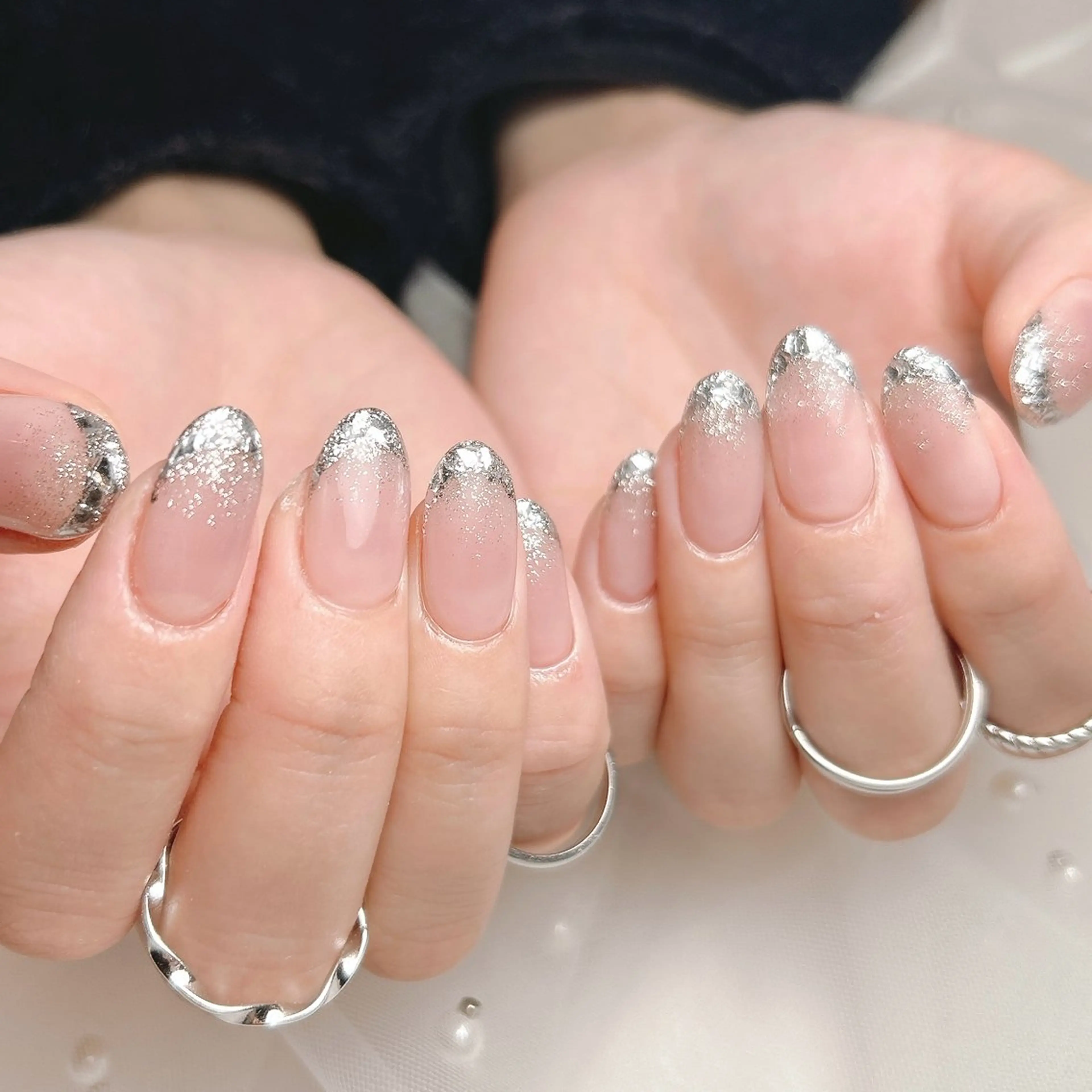 ネイル フレンチネイル ガラスフレンチ ハンドネイル junna 金山.東別院.上前津のネイルデザイン