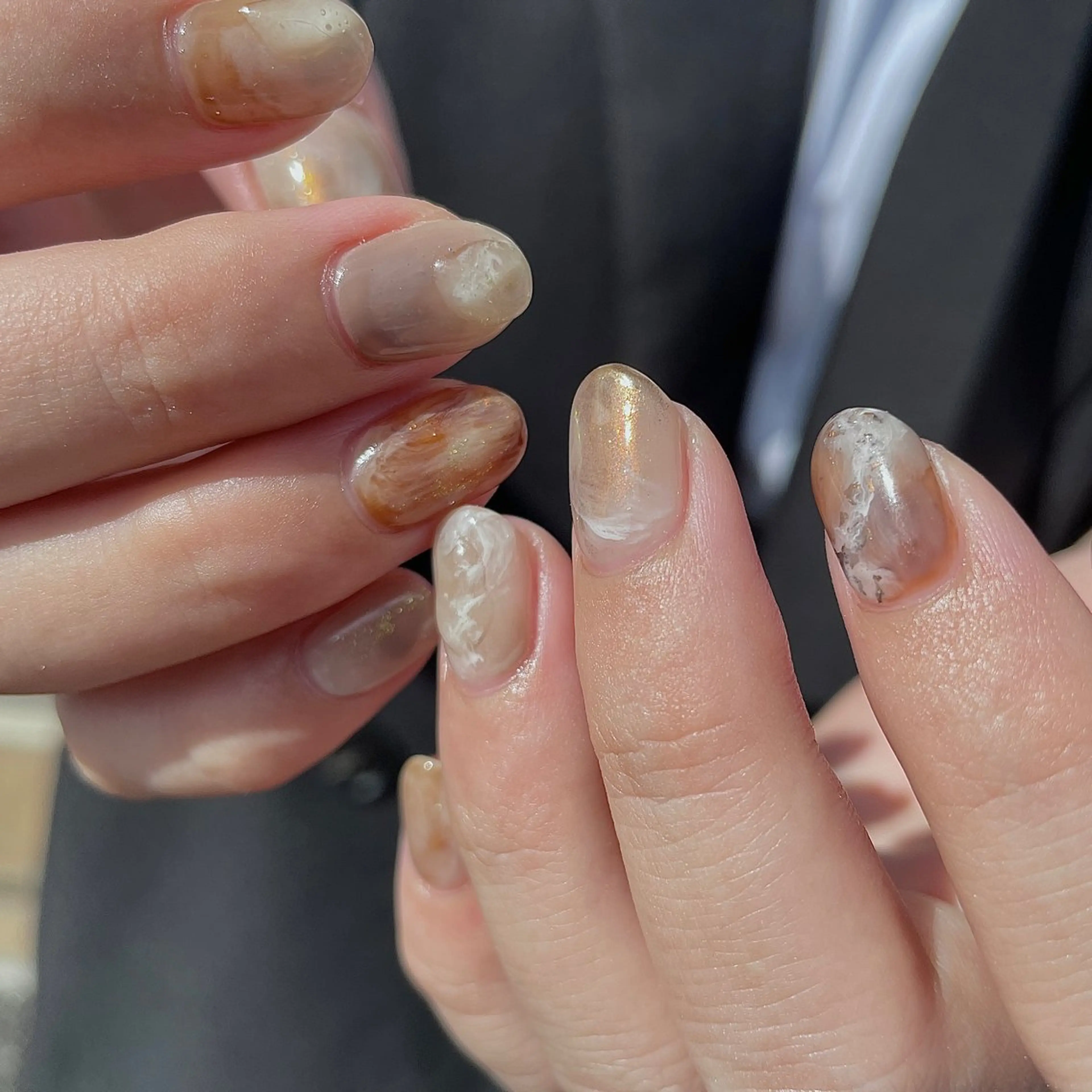 ネイル オーロラネイル べっ甲ネイル ブラウン 大理石ネイル(マーブル) ニュアンスネイル ハンドネイル acs.n所属・ネイル,耳つぼ 風間すみれのその他イメージ