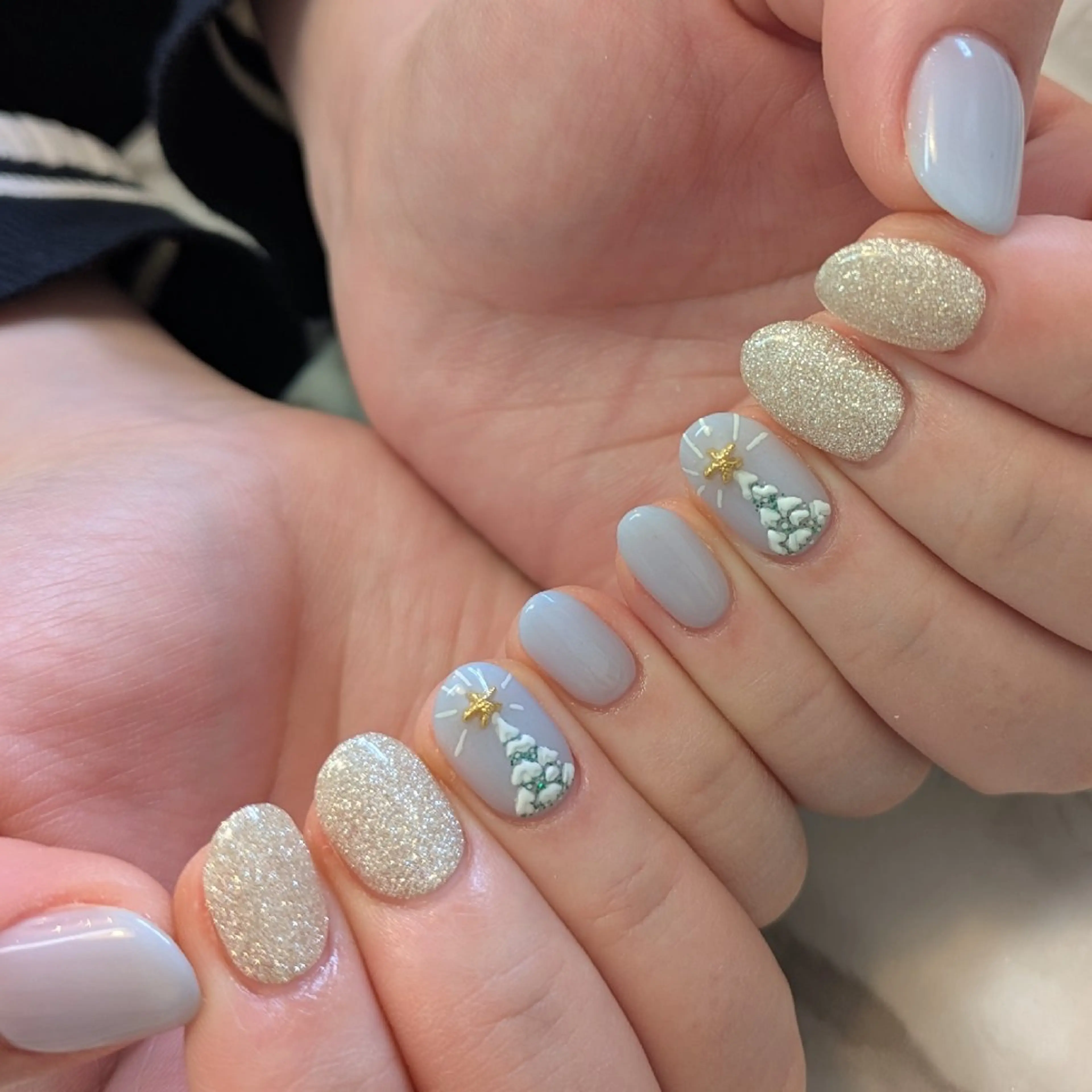 ネイル 冬ネイル クリスマス ジェヌインネイル 河内のネイルデザイン