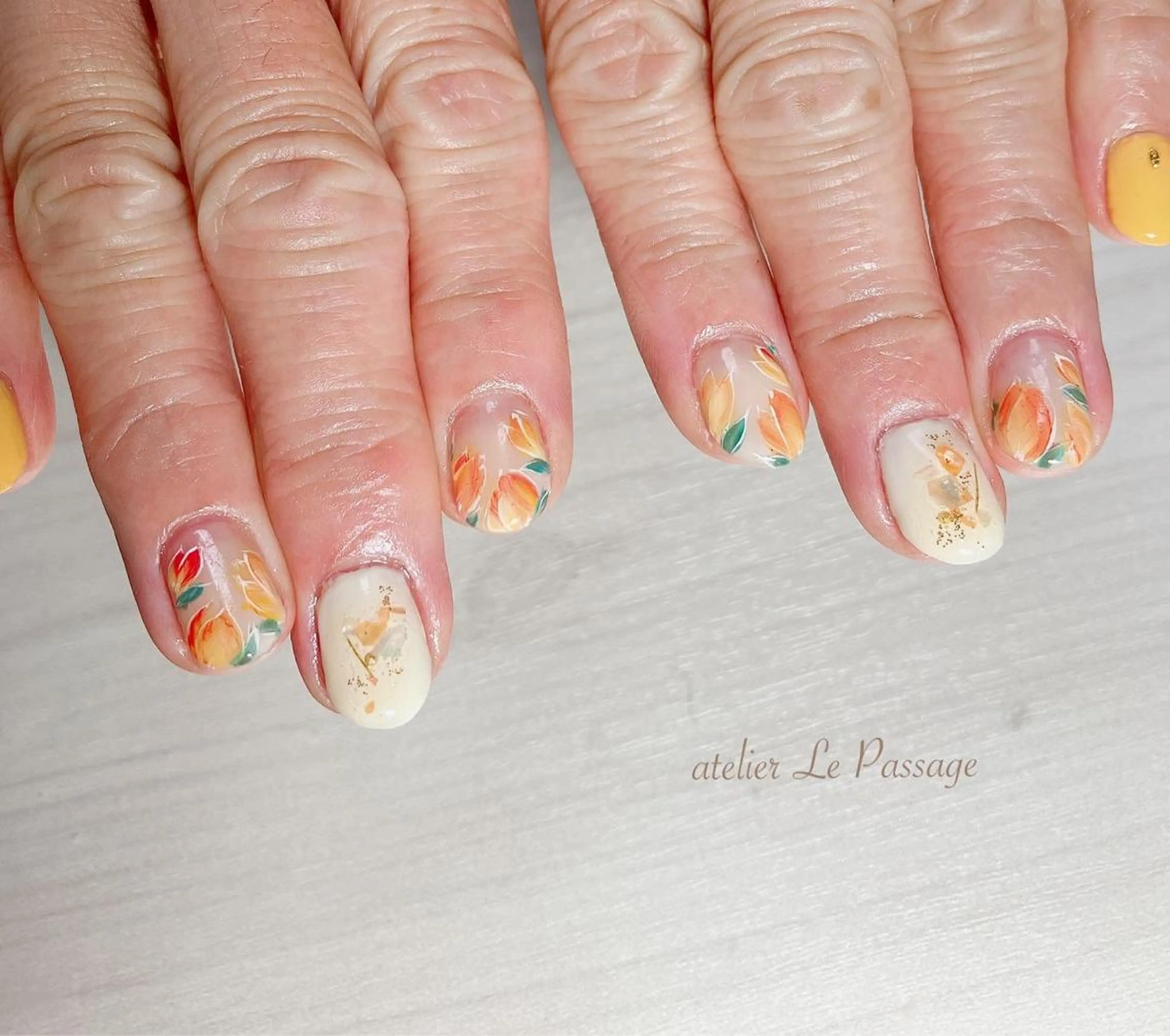 ネイル フラワーネイル ジェルネイル ラメ(グリッター) パラジェル ピンク Atelier Le Passage所属・h nakatsukaのネイルデザイン