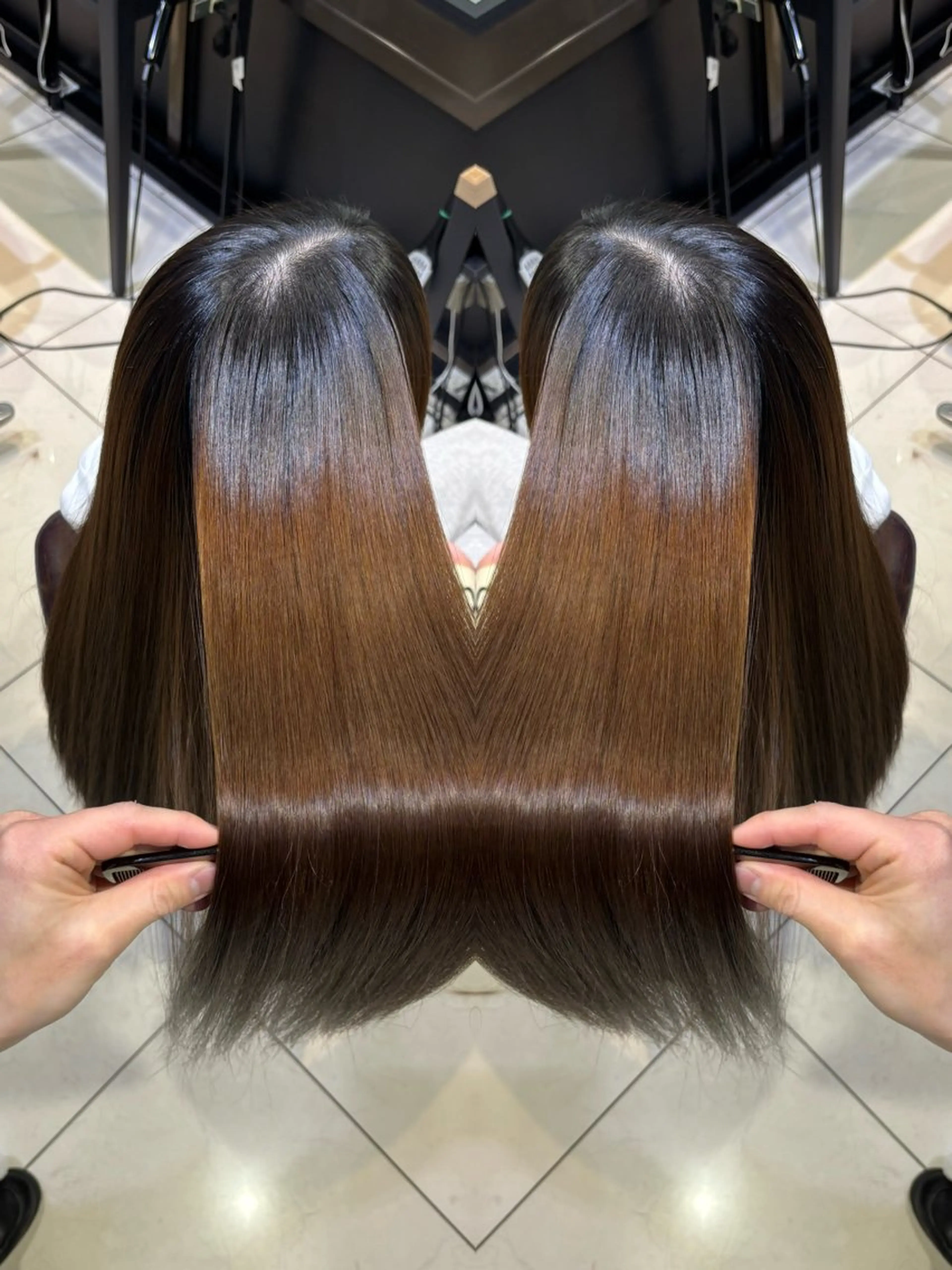 ロング カラー 縮毛矯正 トリートメント 🦋レイヤー✖︎ 髪質改善🦋リョウヤのヘアスタイル