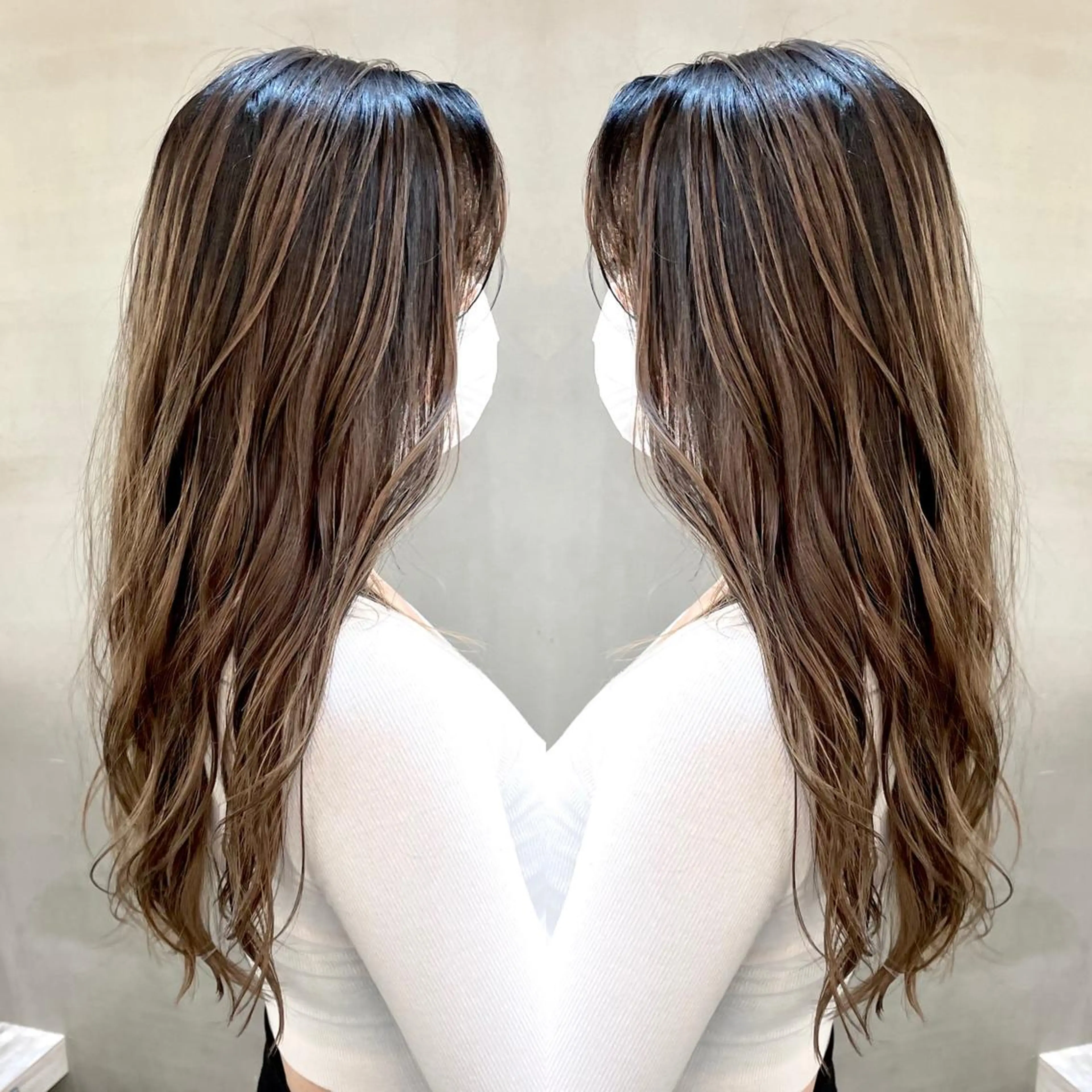 セミロング カラー 縮毛/レイヤー 韓国/橋口のヘアスタイル