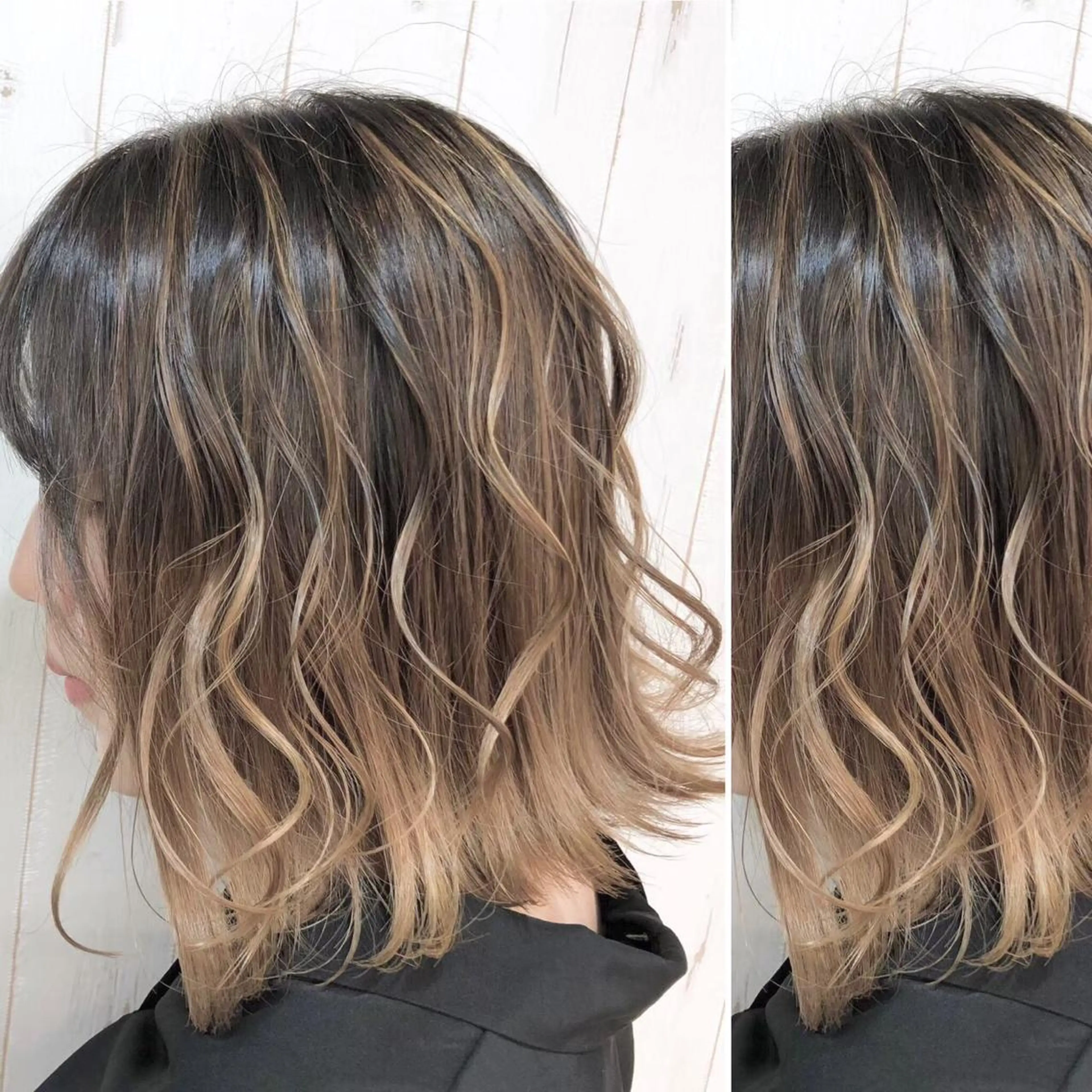 ミディアム カラー JuNブリーチに 縮毛矯正するプロのヘアスタイル