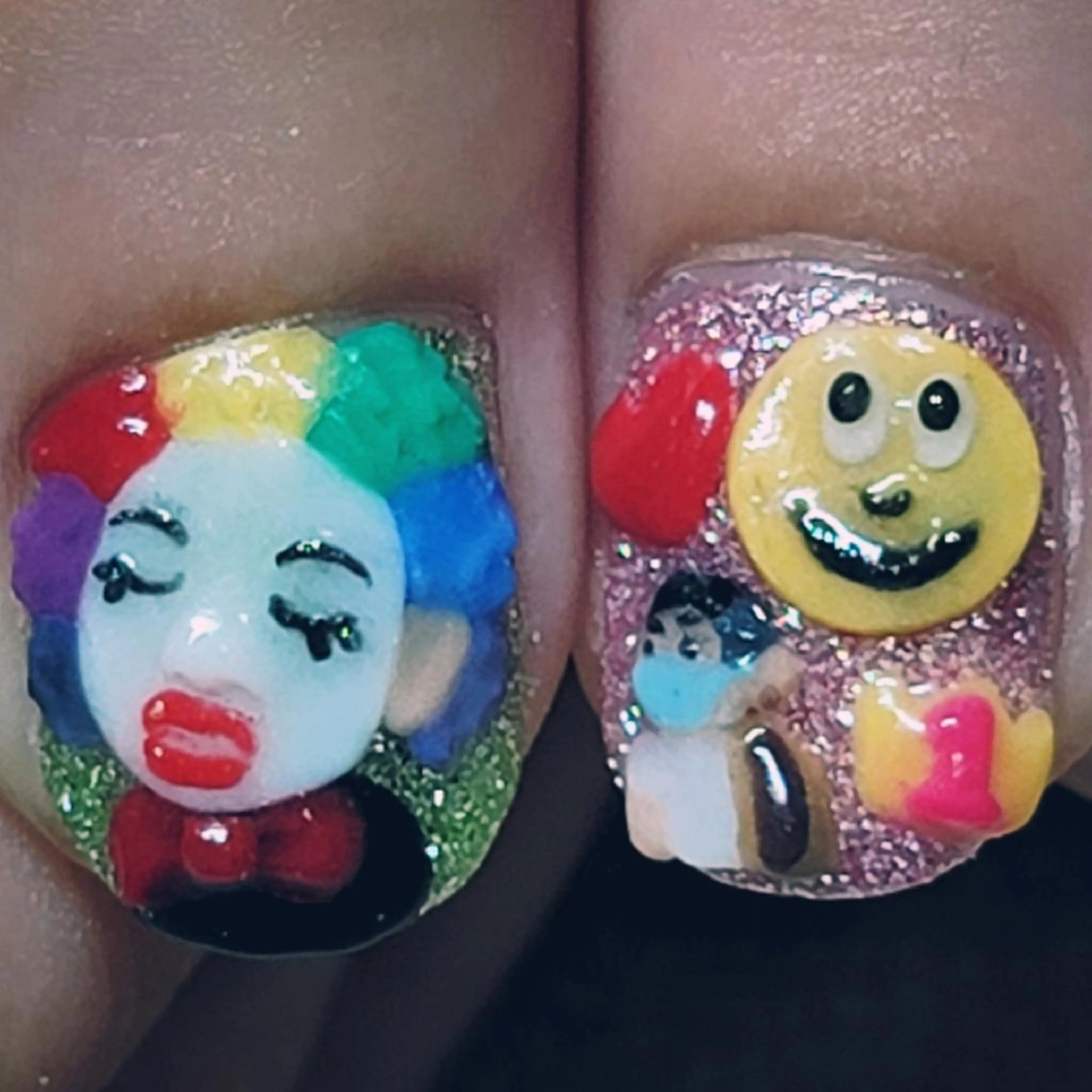 ネイル グリーン ラメ(グリッター) ピンク ハンドネイル よしだ ひろきのネイルデザイン