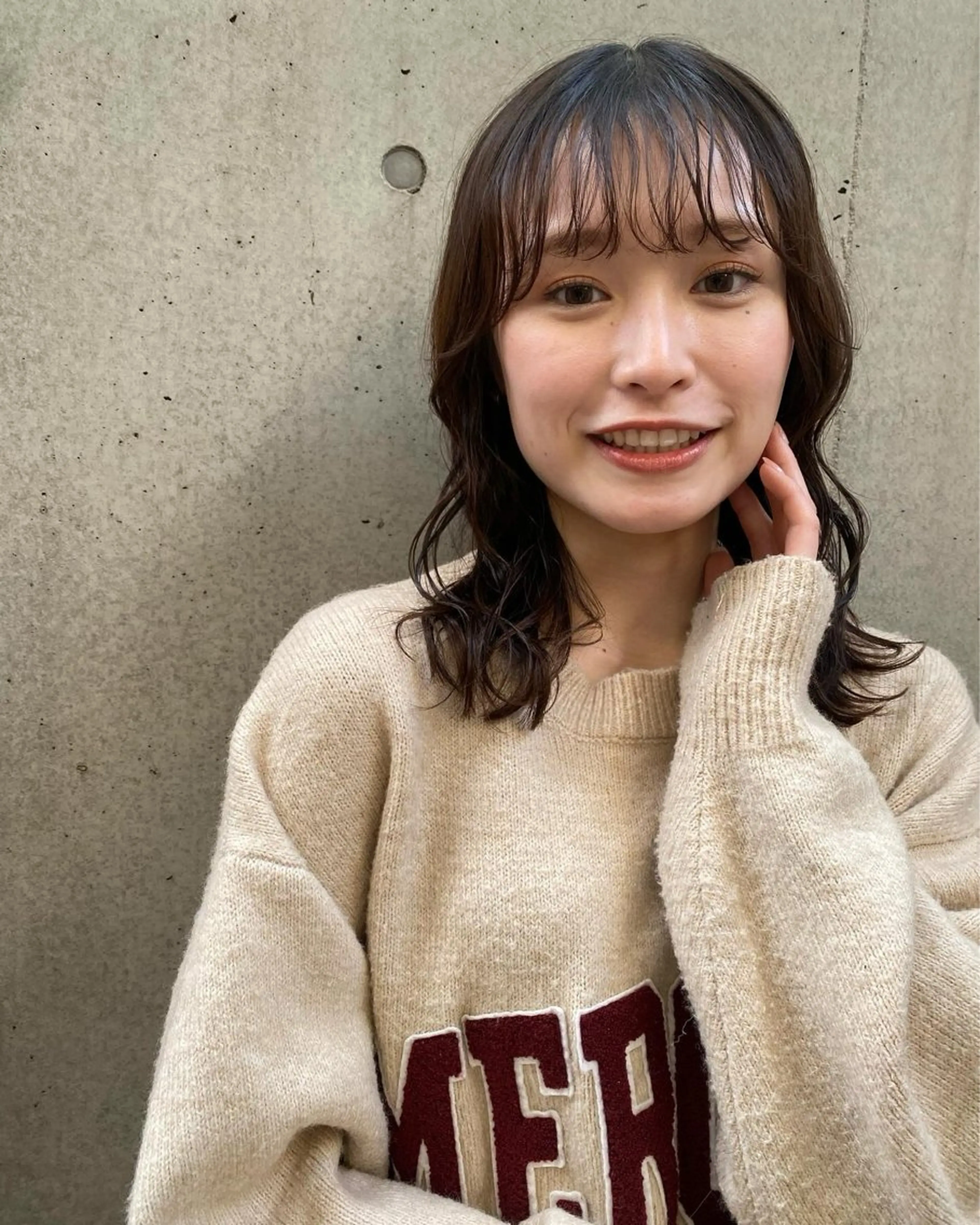 ミディアム カット パーマ トリートメント コテ巻き風/ボブ パーマ🌼杉田 萌恵のヘアスタイル