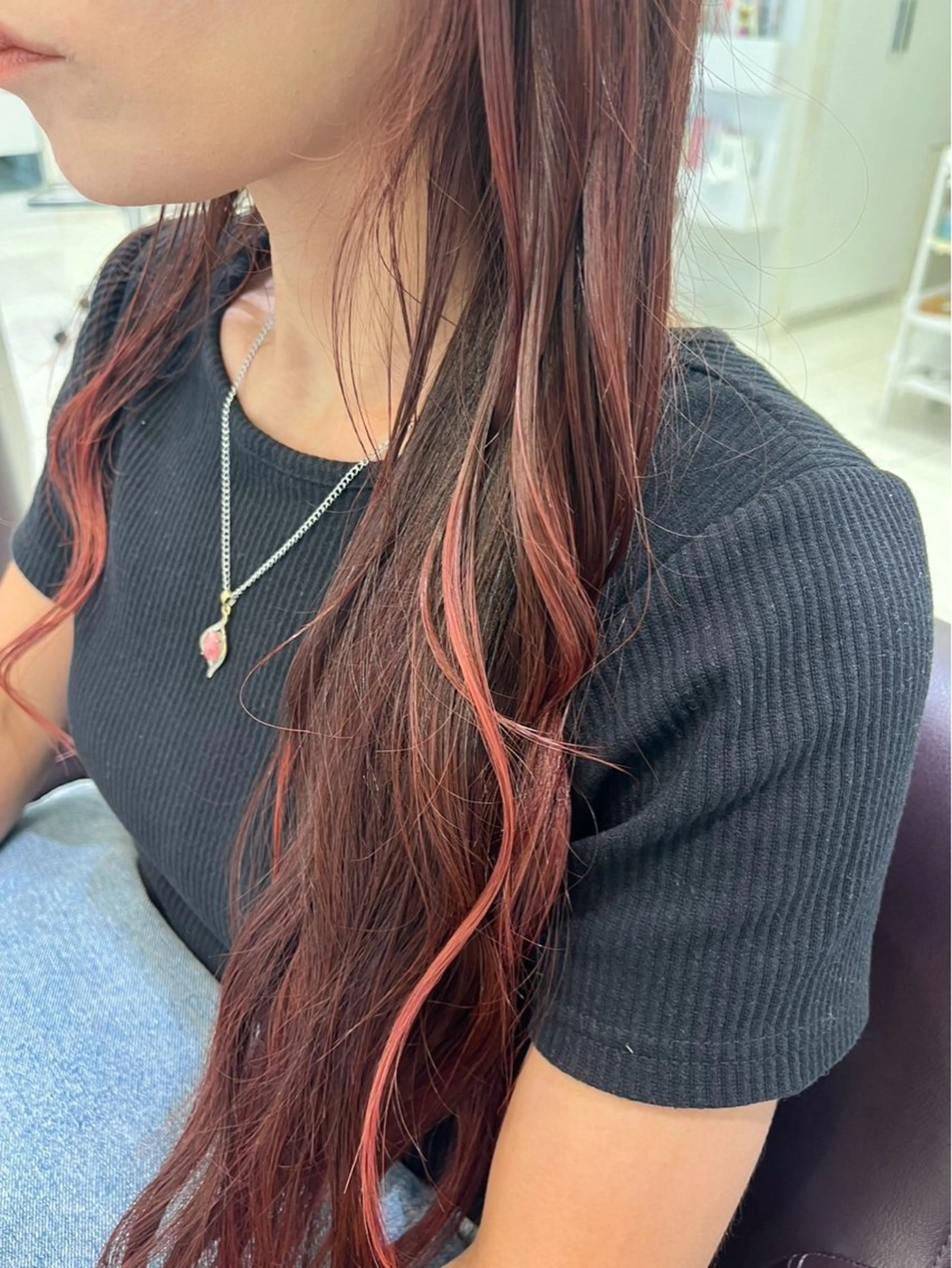 ロング カラー ブリーチ ブリーチなしカラー 艶カラー/縮毛矯正/ ブリーチカラー/みなのヘアスタイル