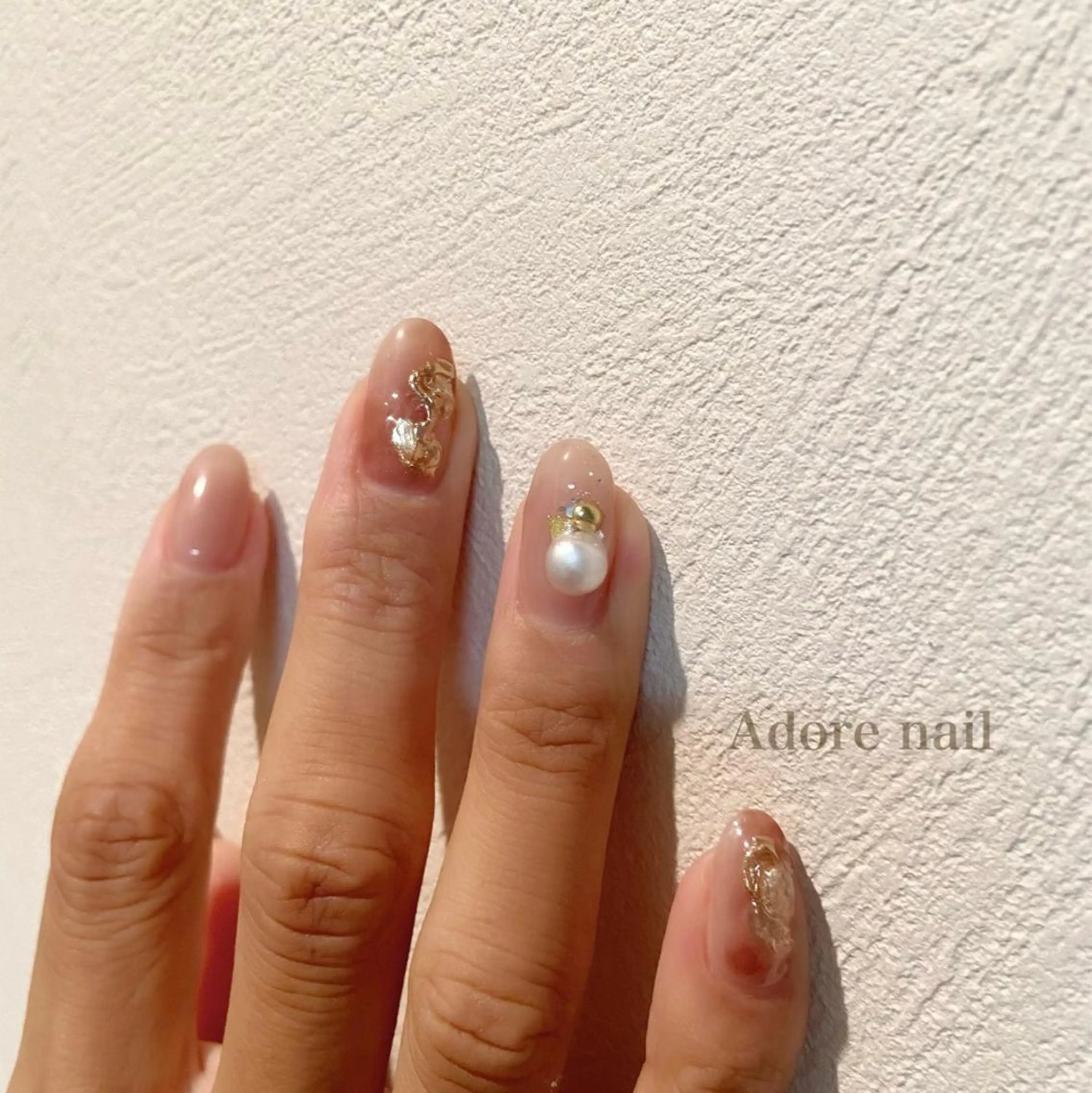 カラー ネイル マツエク・マツパ テラコッタ クリアネイル ミラーネイル 持ち込み ニュアンスネイル nail salon  ADORE所属・Adore nailのネイルデザイン