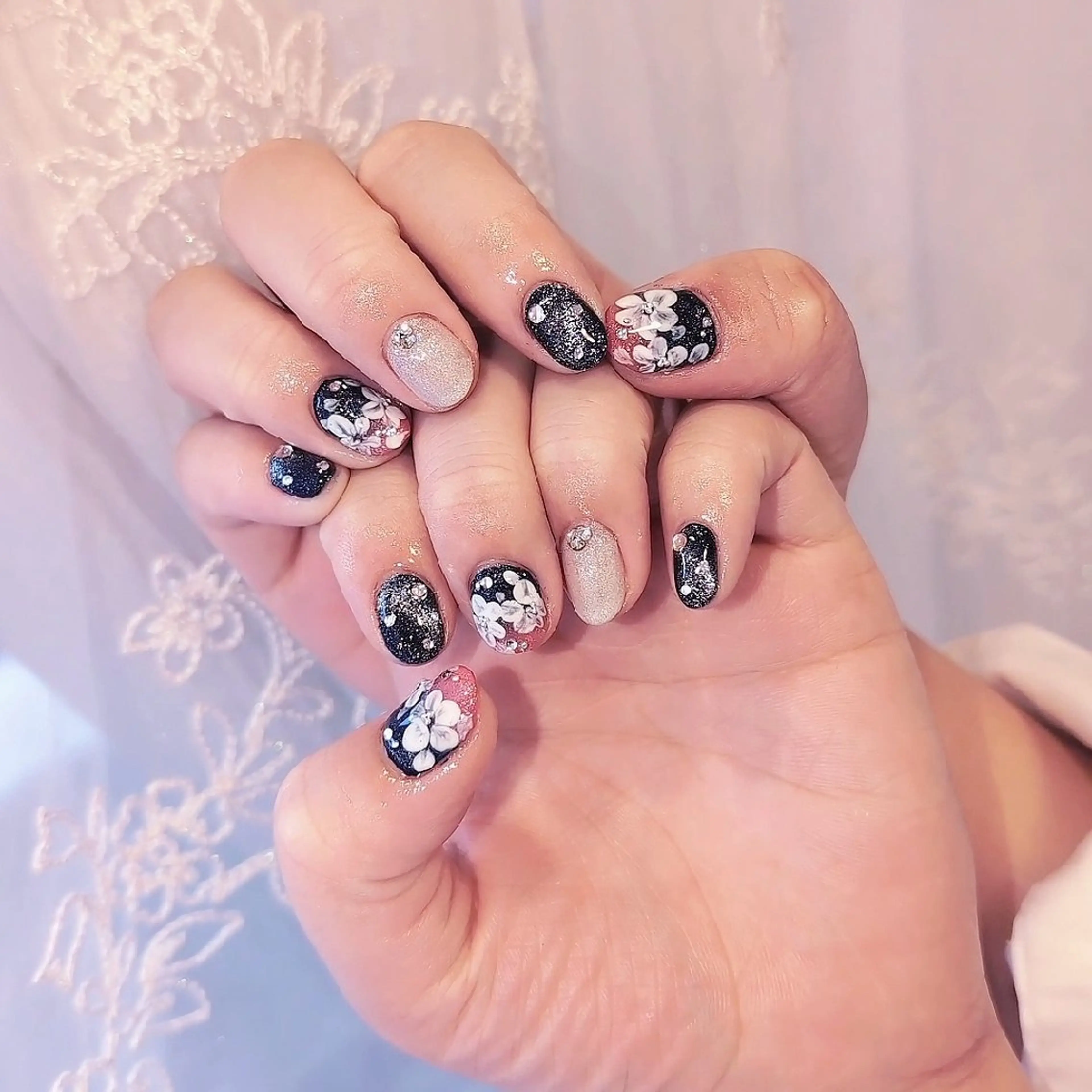ネイル 長さ出し ジェルネイル ハート 韓国ネイル マグネットネイル ハンドネイル I LOVE ME  NAIL.｡.:*♡のネイルデザイン