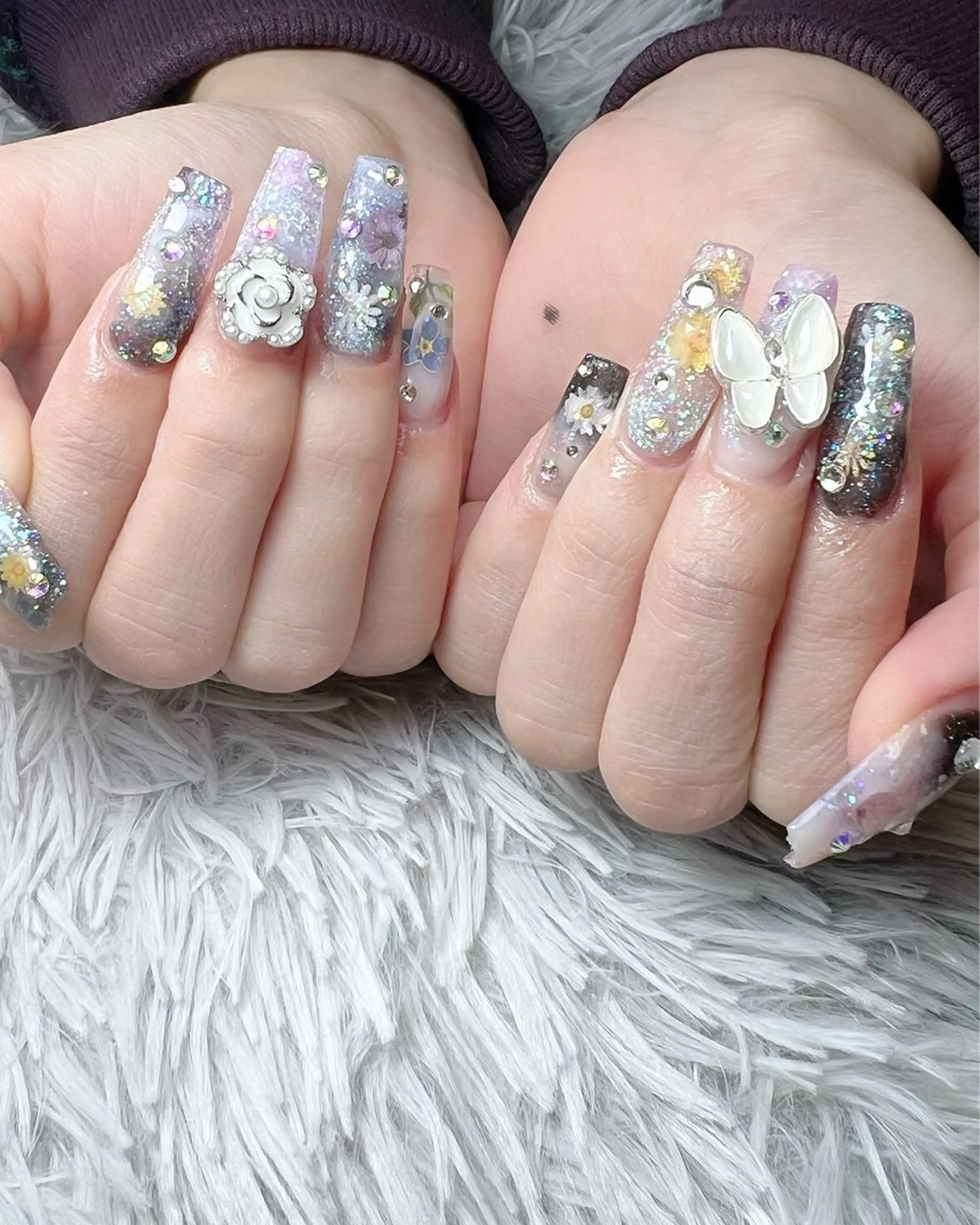 ネイル 成人式 スカルプネイル ハンドネイル シェヌネイル JURAのネイルデザイン