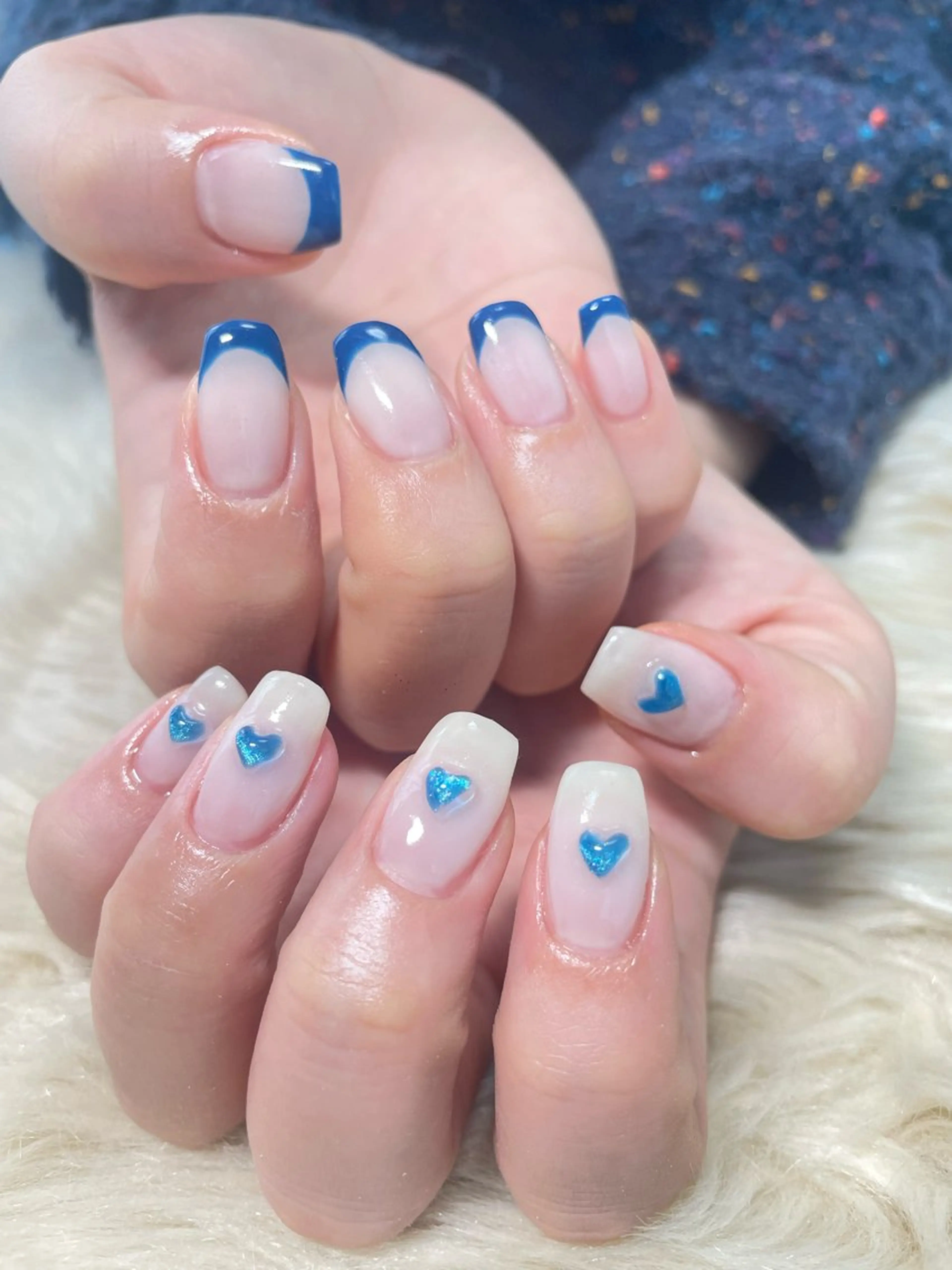 ネイル フレンチネイル ハート ぷっくりネイル はるひな ねいるのネイルデザイン