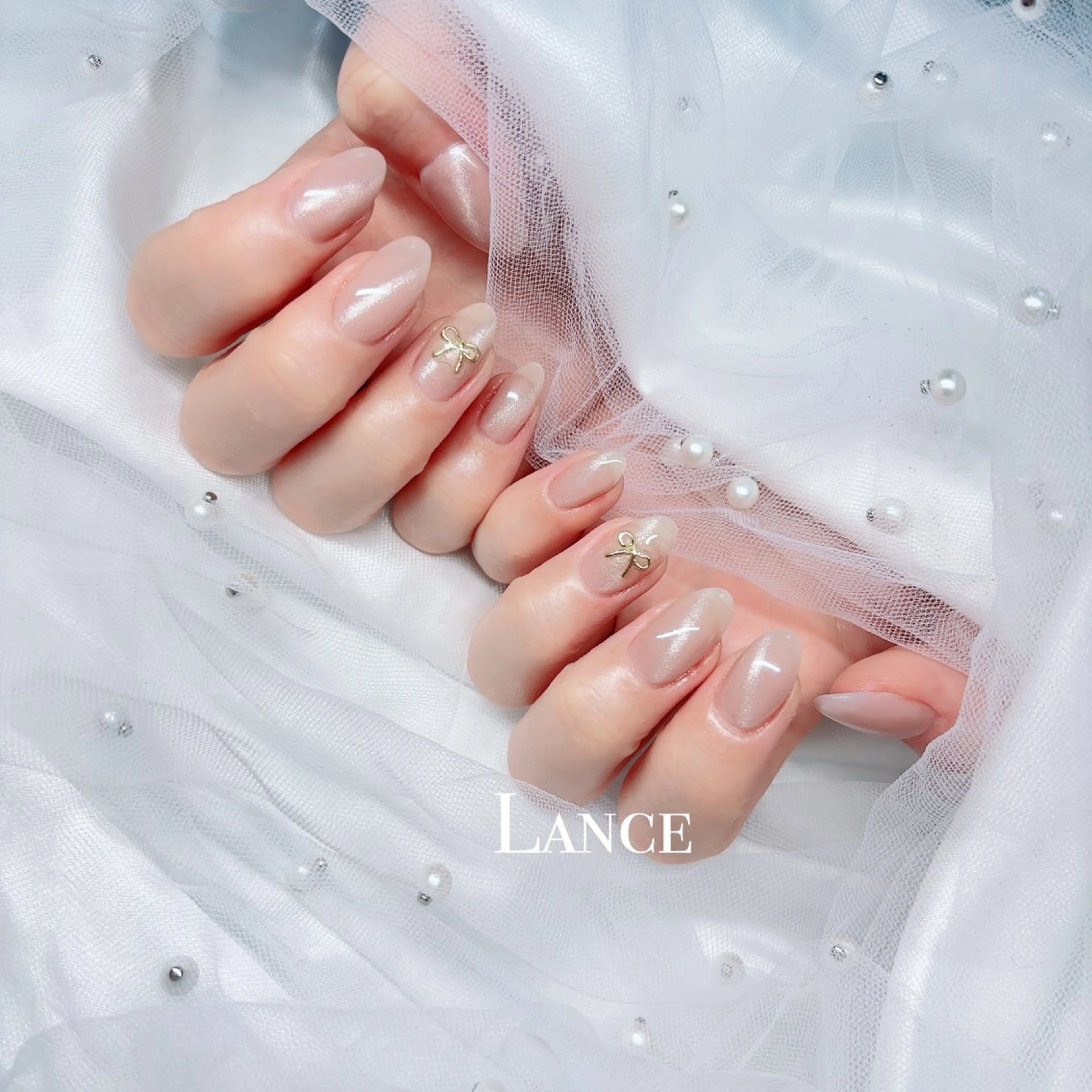 ネイル フレンチネイル キラキラネイル 韓国ネイル ワンカラーネイル ワンホンネイル ハンドネイル Lance nailのネイルデザイン