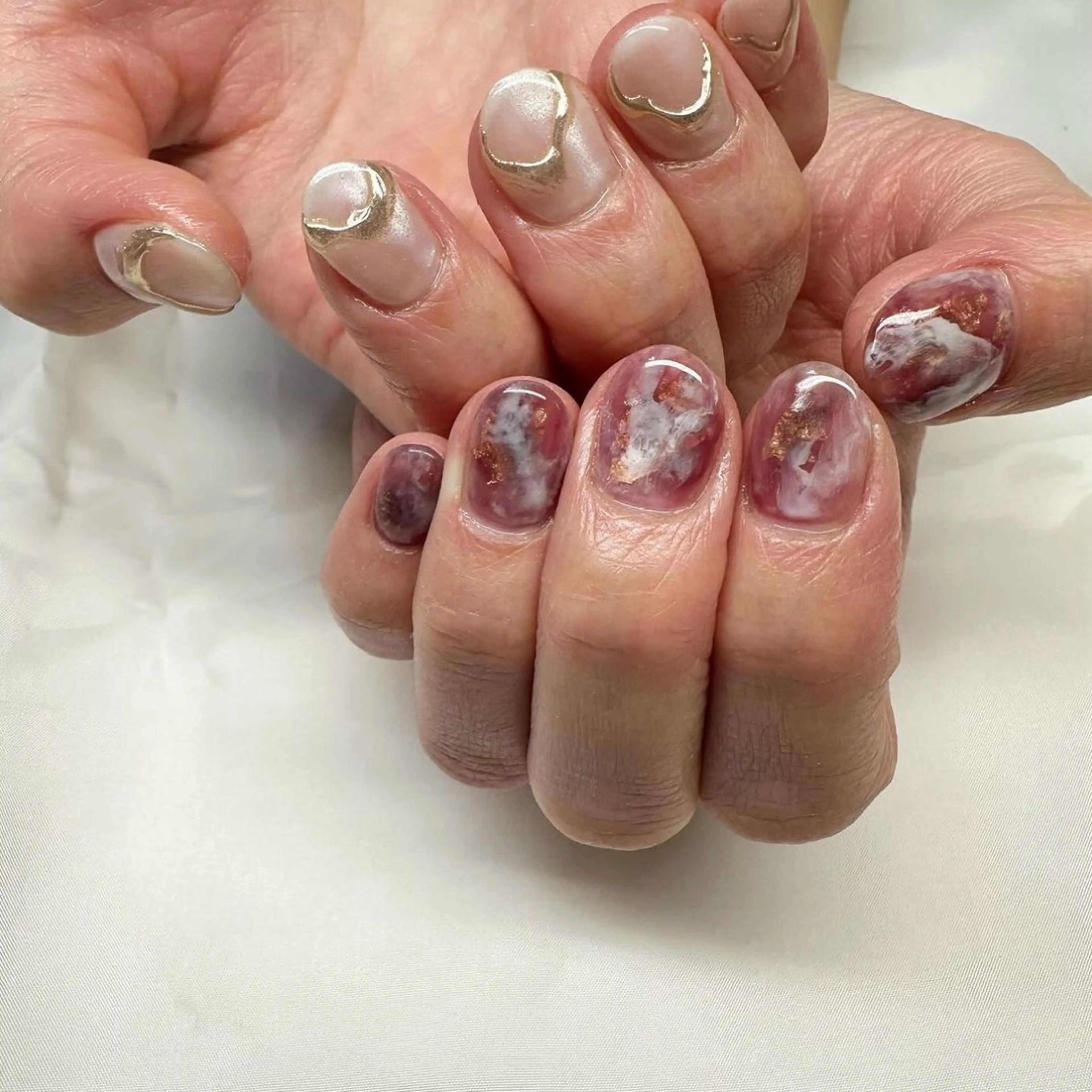 ネイル オーロラネイル クリアネイル 氷ネイル・うるうるネイル 韓国ネイル ミラーネイル 🪞KAPE NAIL 🪞のネイルデザイン