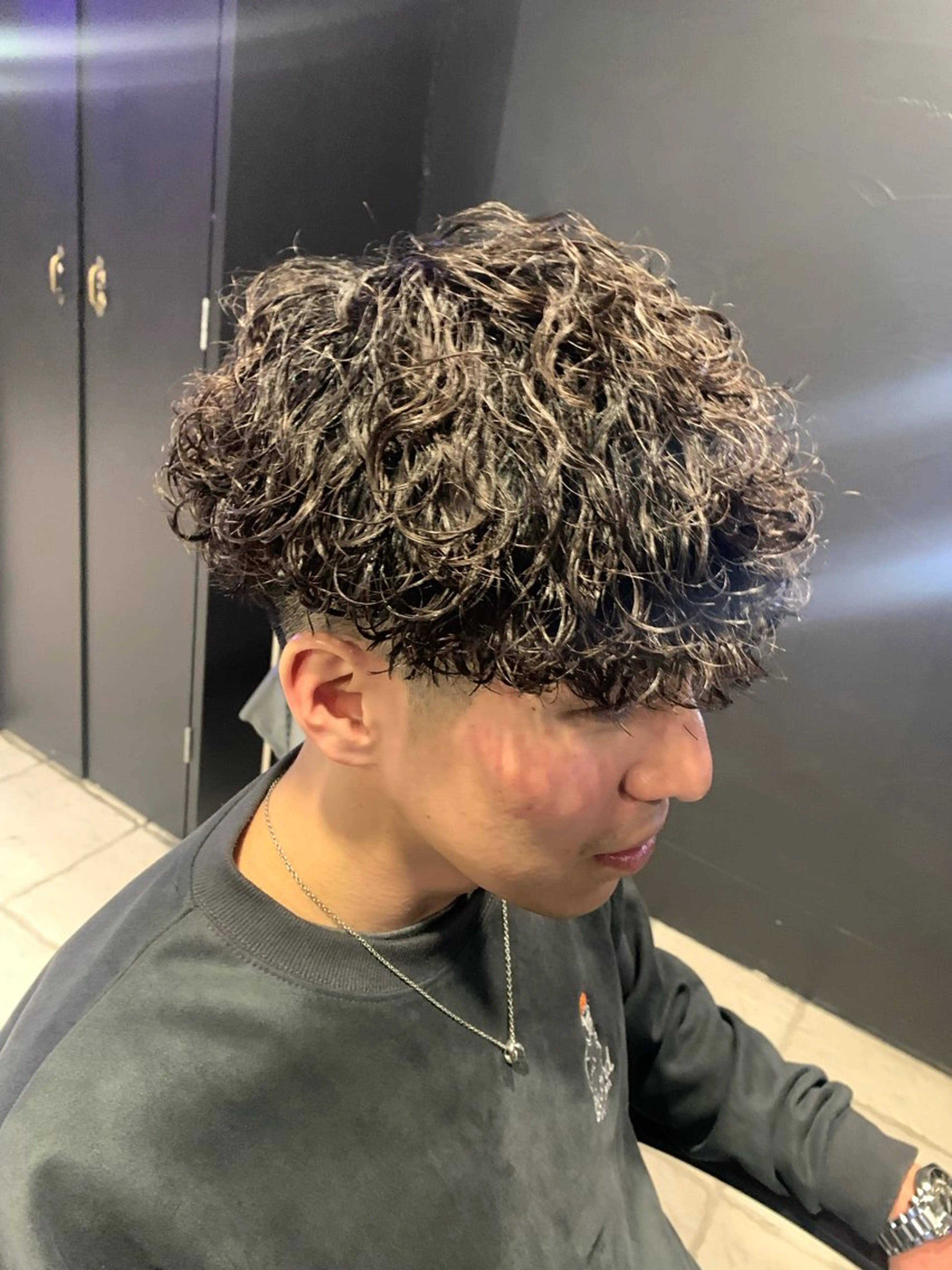 ミディアム ミディアムパーマ カット パーマ ヘアセット メンズパーマ/難波/ 心斎橋　室園亮佑のヘアスタイル