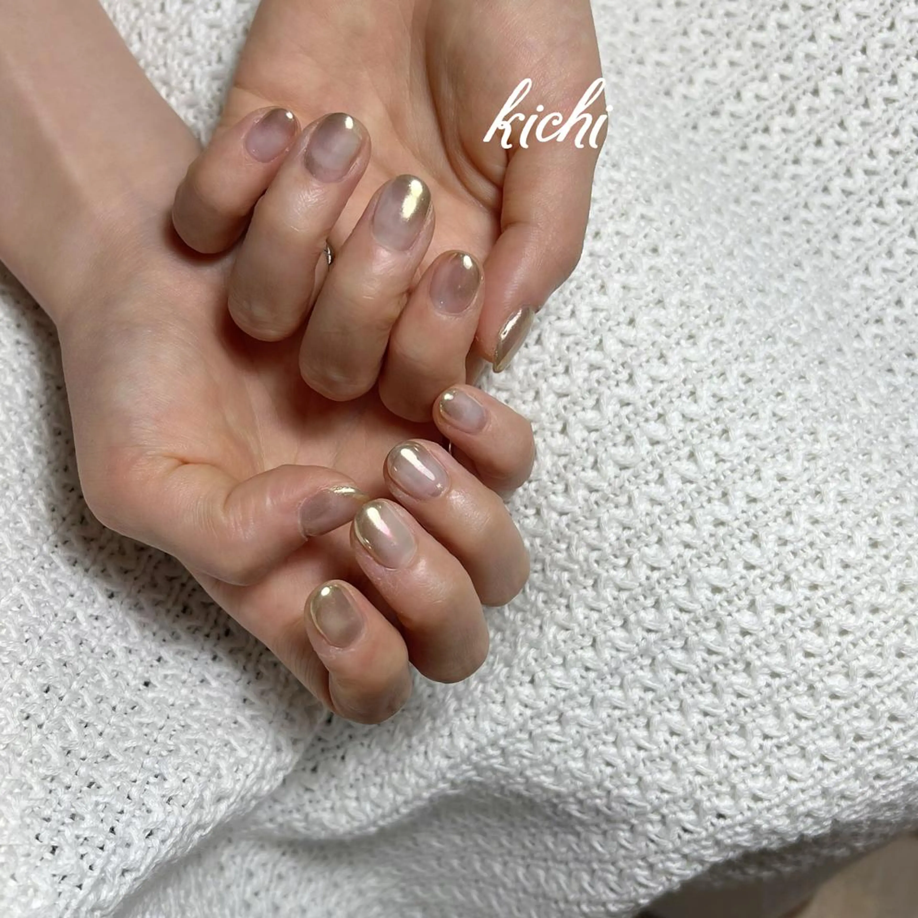 ネイル オーロラネイル ジェルネイル ミラーネイル 持ち込み ニュアンスネイル ハンドネイル フットネイル kichi･:* みじゅのネイルデザイン