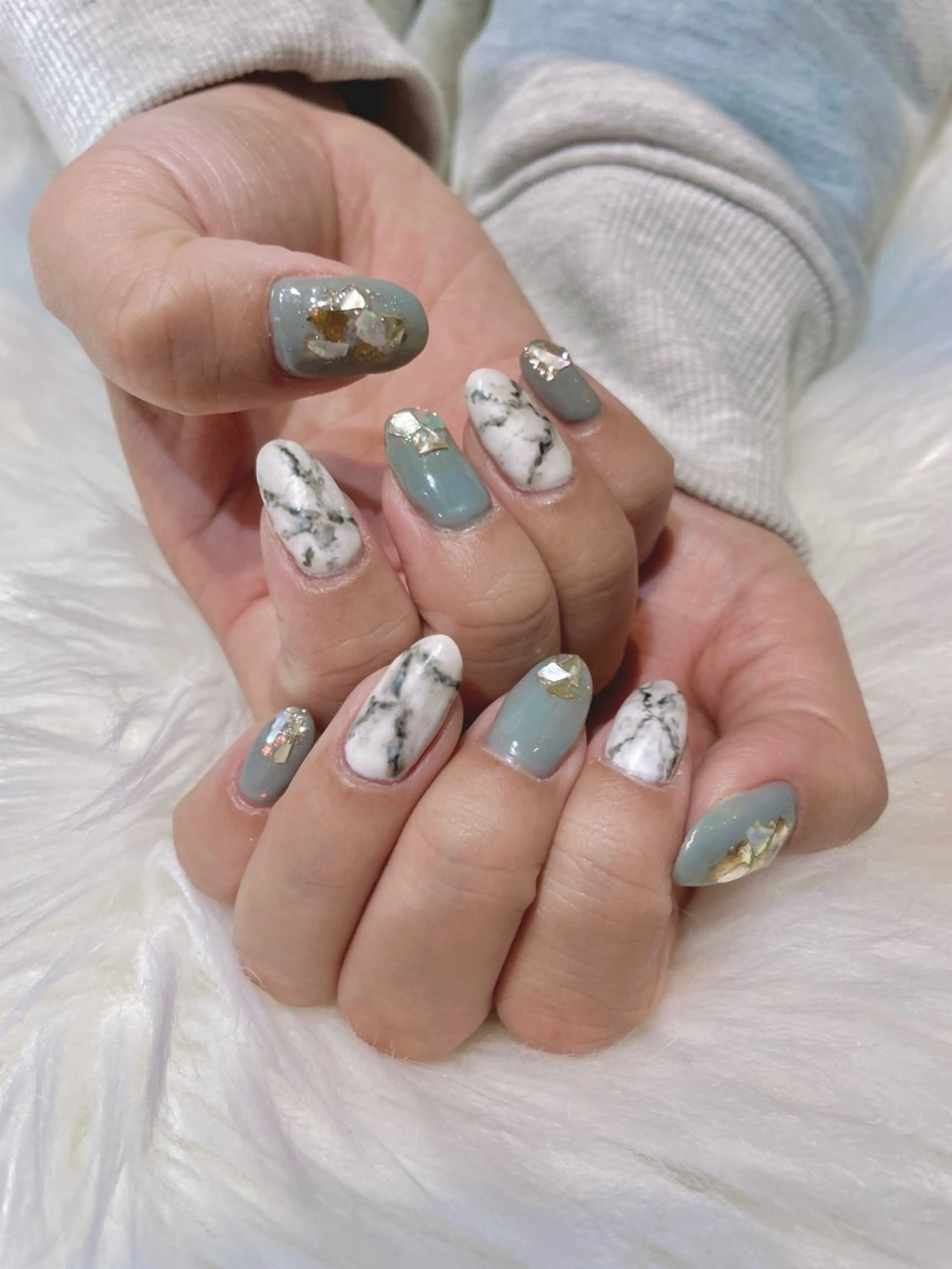 ネイル 大理石ネイル(マーブル) ニュアンスネイル jujur HARUKA🌸のネイルデザイン