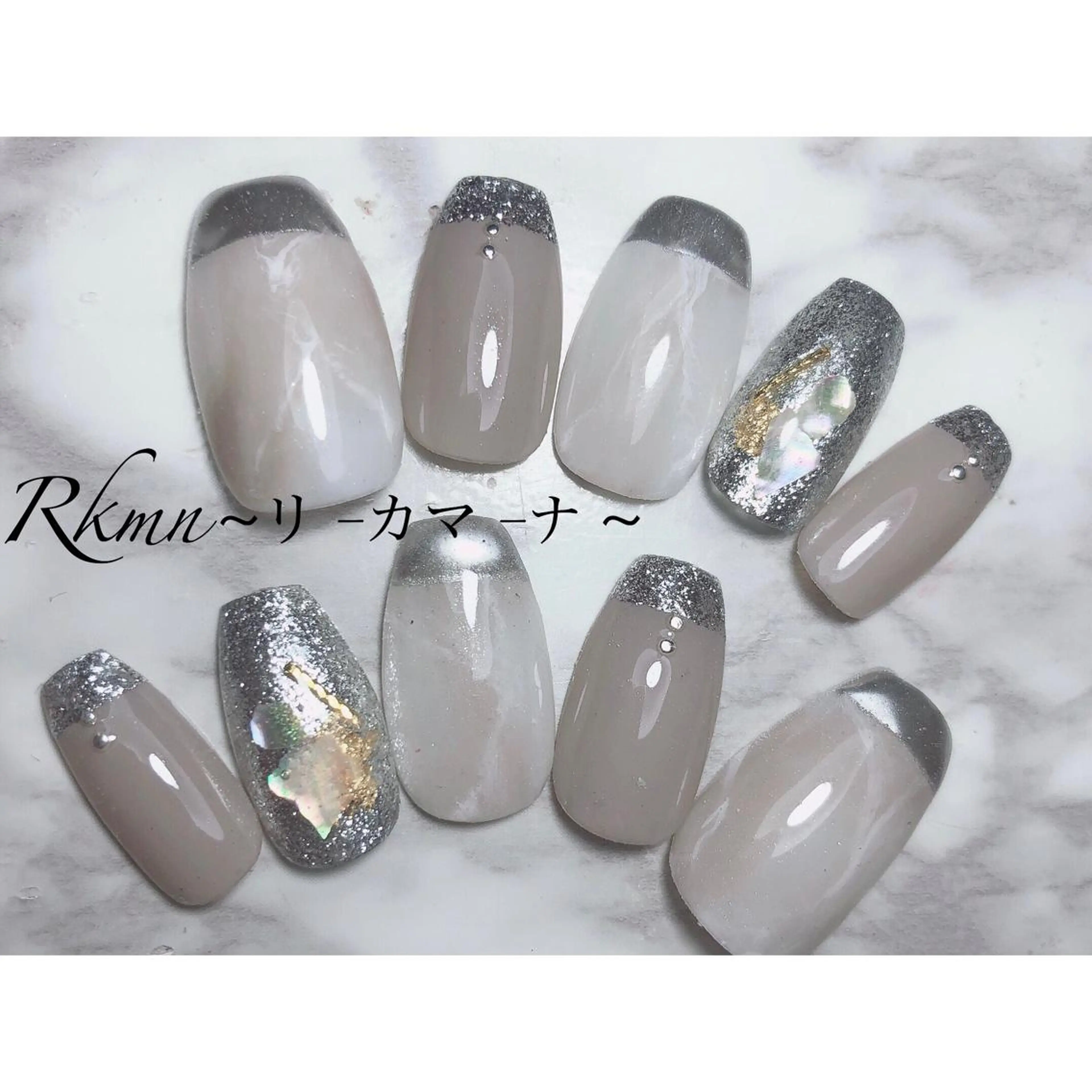 ネイル アートネイル フレンチネイル ジェルネイル グラデーション 大理石ネイル(マーブル) ハンドネイル フットネイル ハンドケア Rkmn ~リ-カマ-ナ~のネイルデザイン