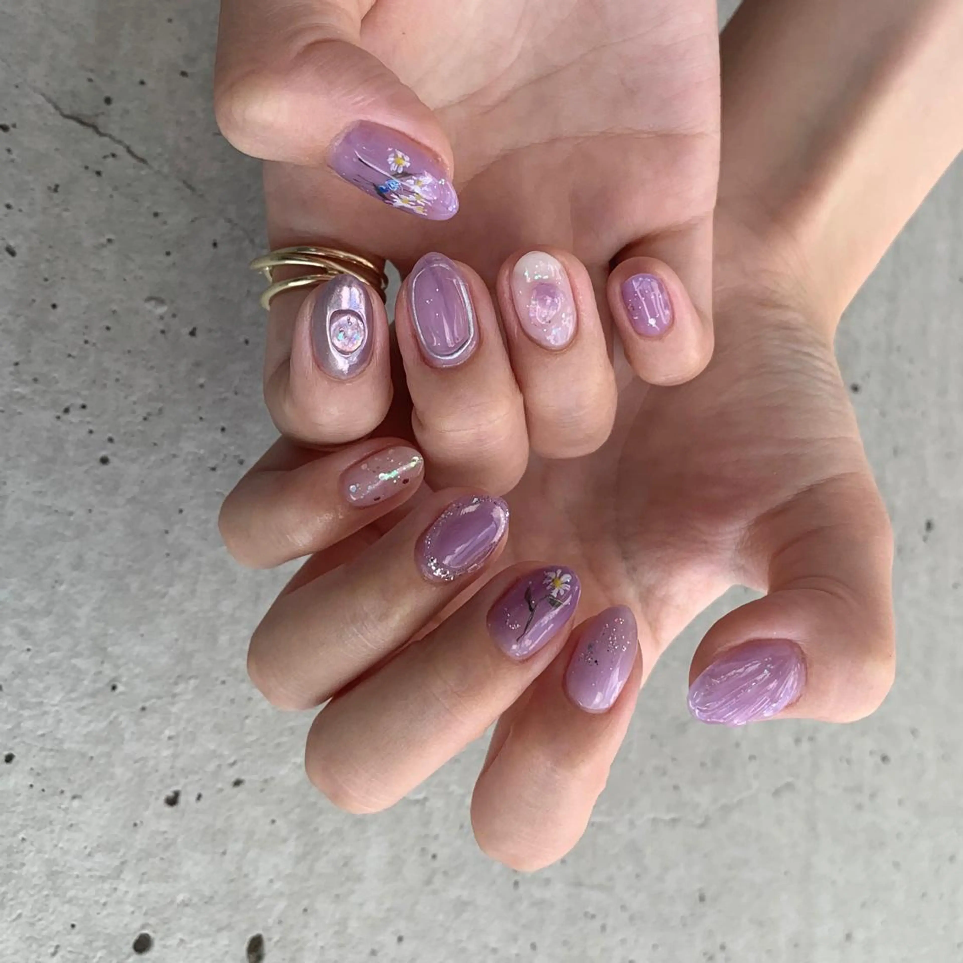 ネイル キラキラネイル パープル 山藤 萌永のネイルデザイン