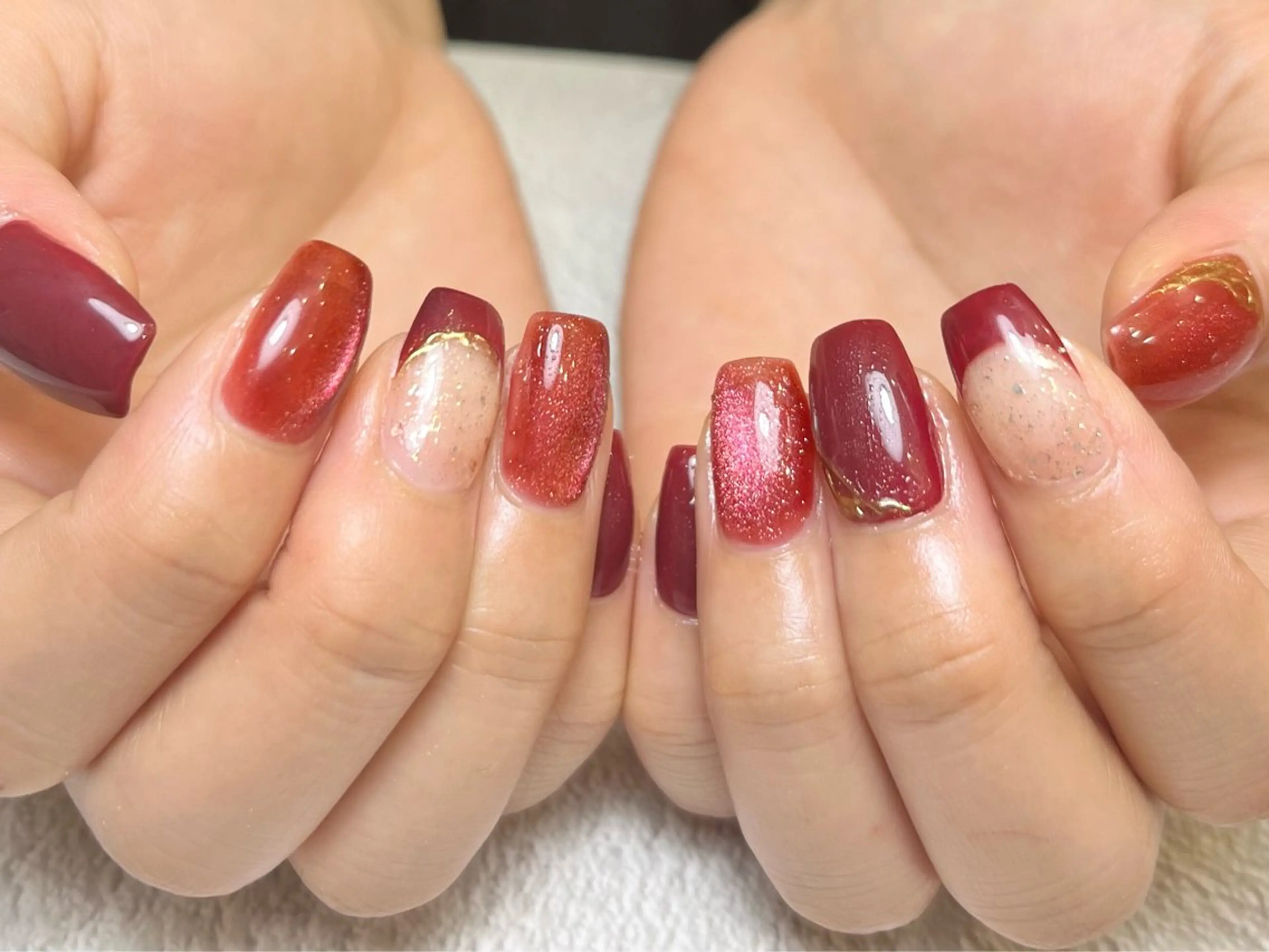 ネイル ボルドー ハンドネイル TOPAZ恵比寿所属・Tsuno Nagisaのネイルデザイン