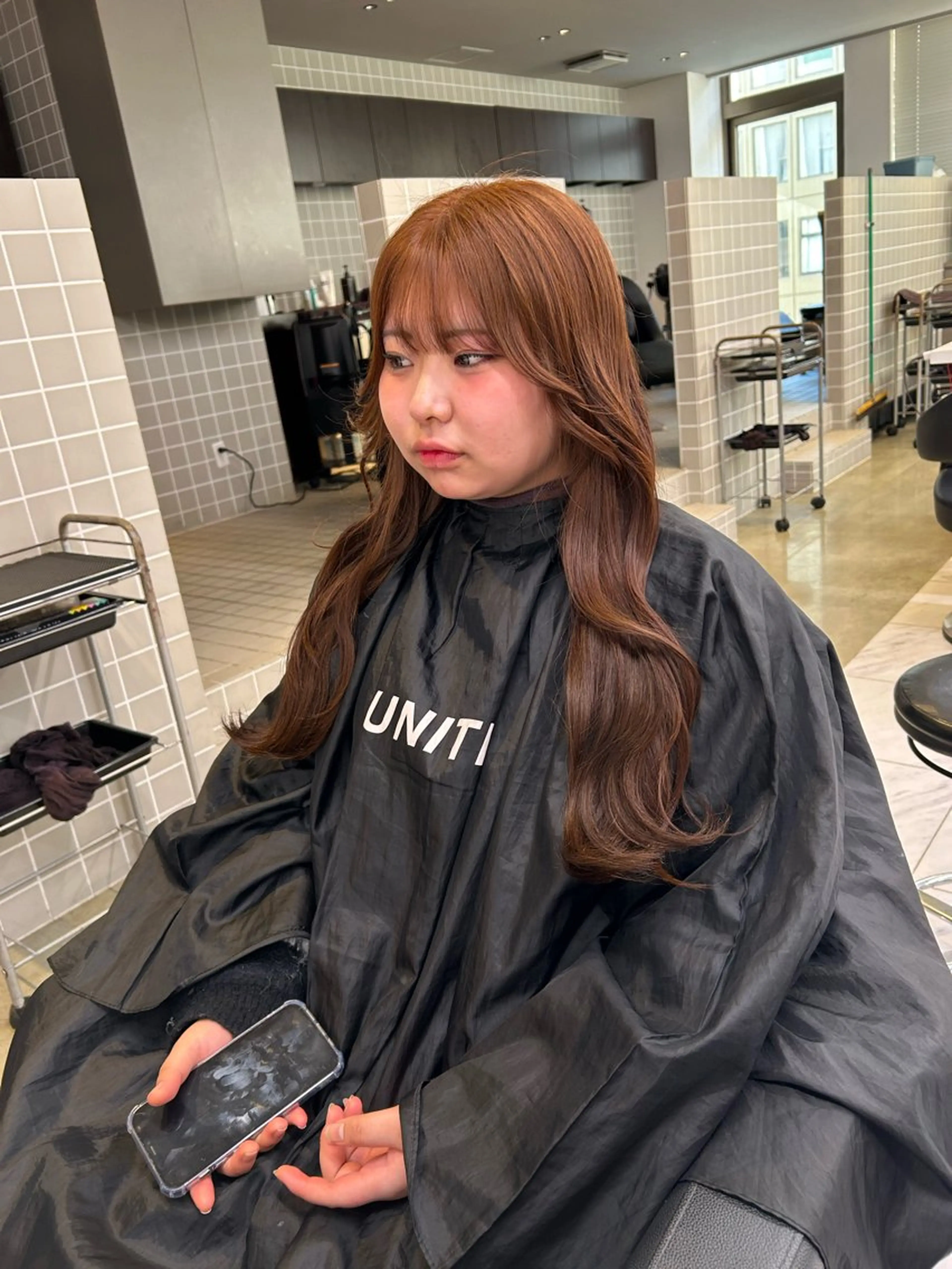 ロング カラー ヘアアレンジ ヘアカラー トリートメント ヘッドスパ ヘアセット 💎韓国/ レイヤー カット/ 暖色🫧のヘアスタイル