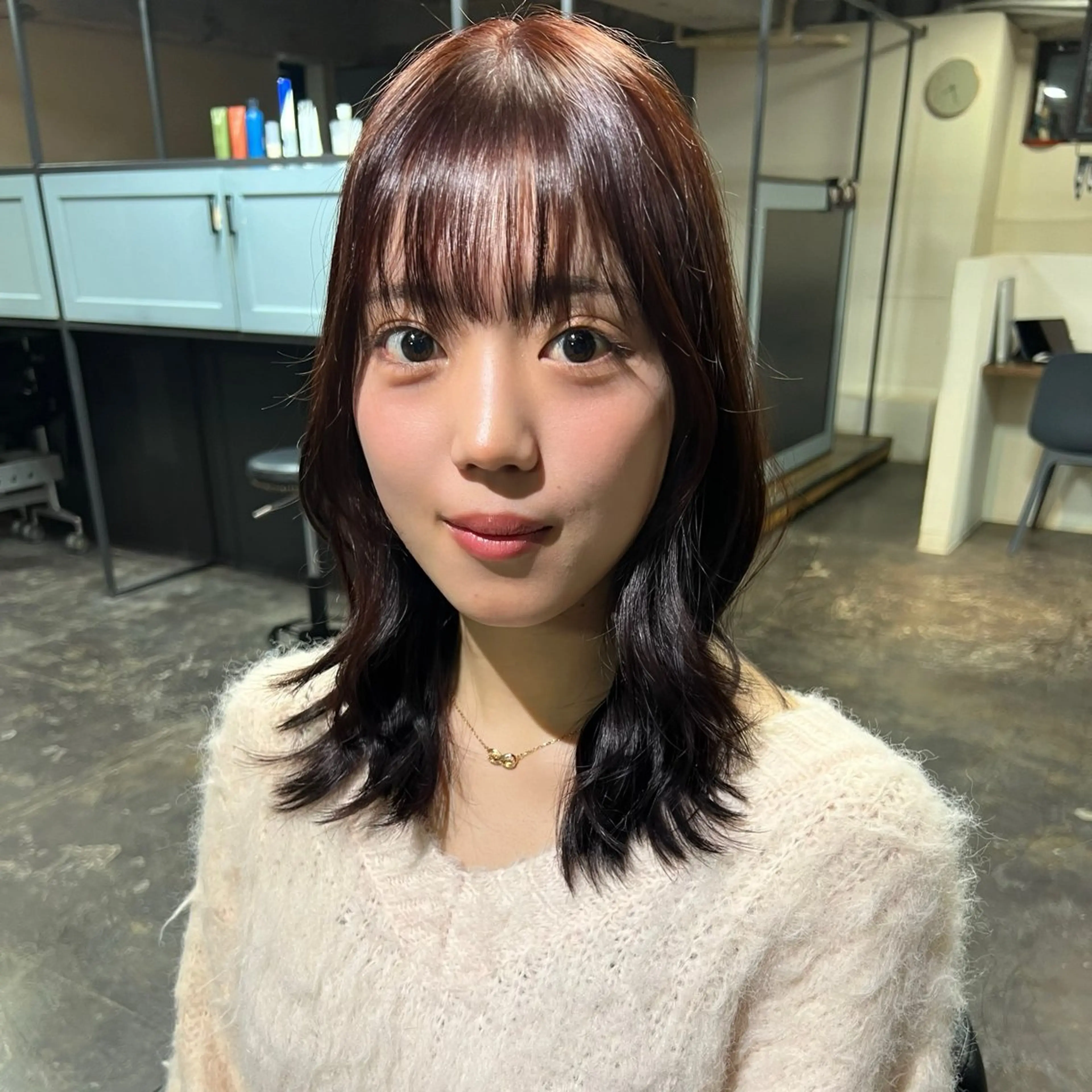 ミディアム カラー ブラウンカラー ピンクカラー ピンクブラウン レイヤーカット 💘レイヤー/ボブ/ 顔まわり/rina.のヘアスタイル