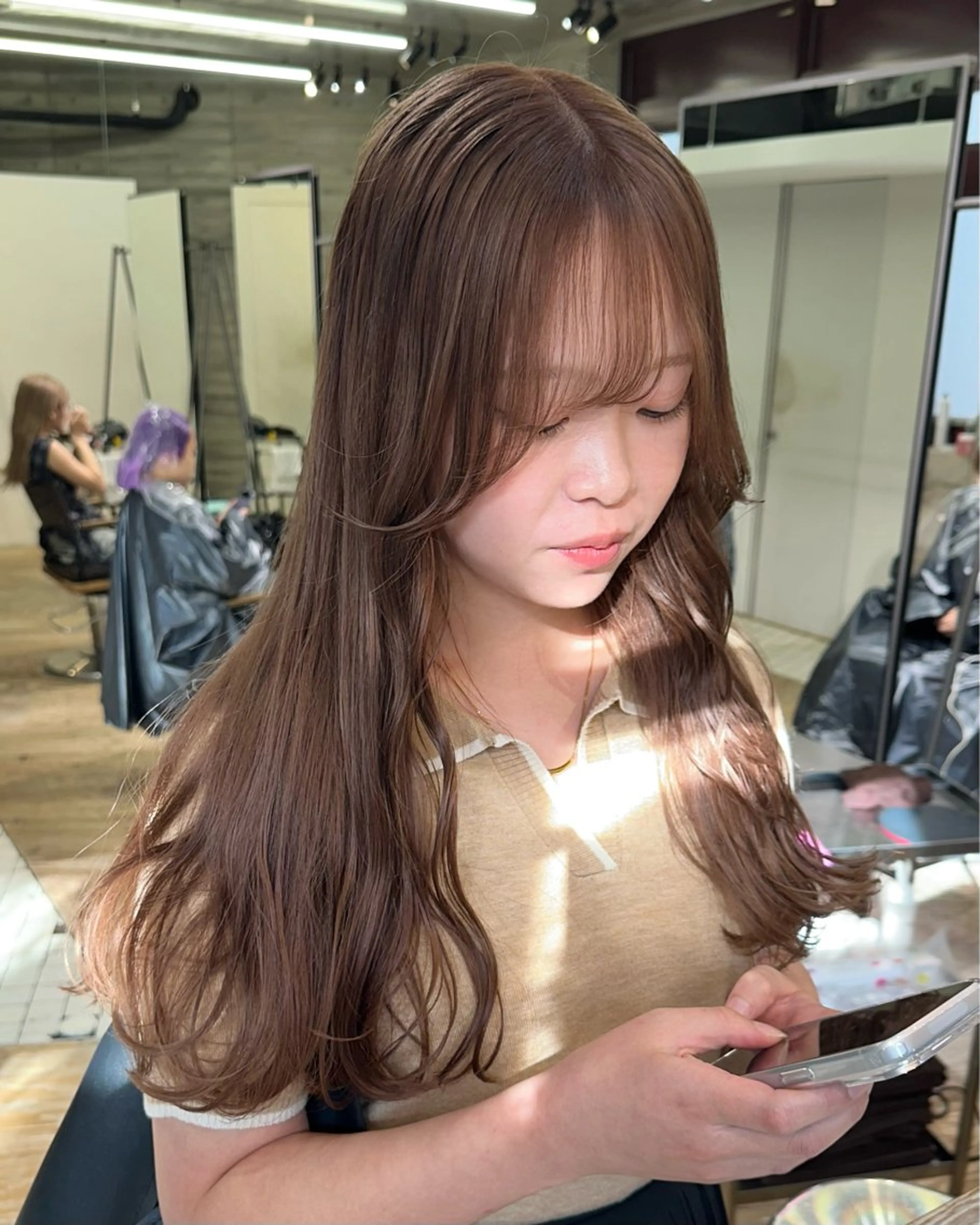 ロング ヘアカラー トリートメント ササキカズマ〻透明感 〻色落ち〻赤み消しのヘアスタイル