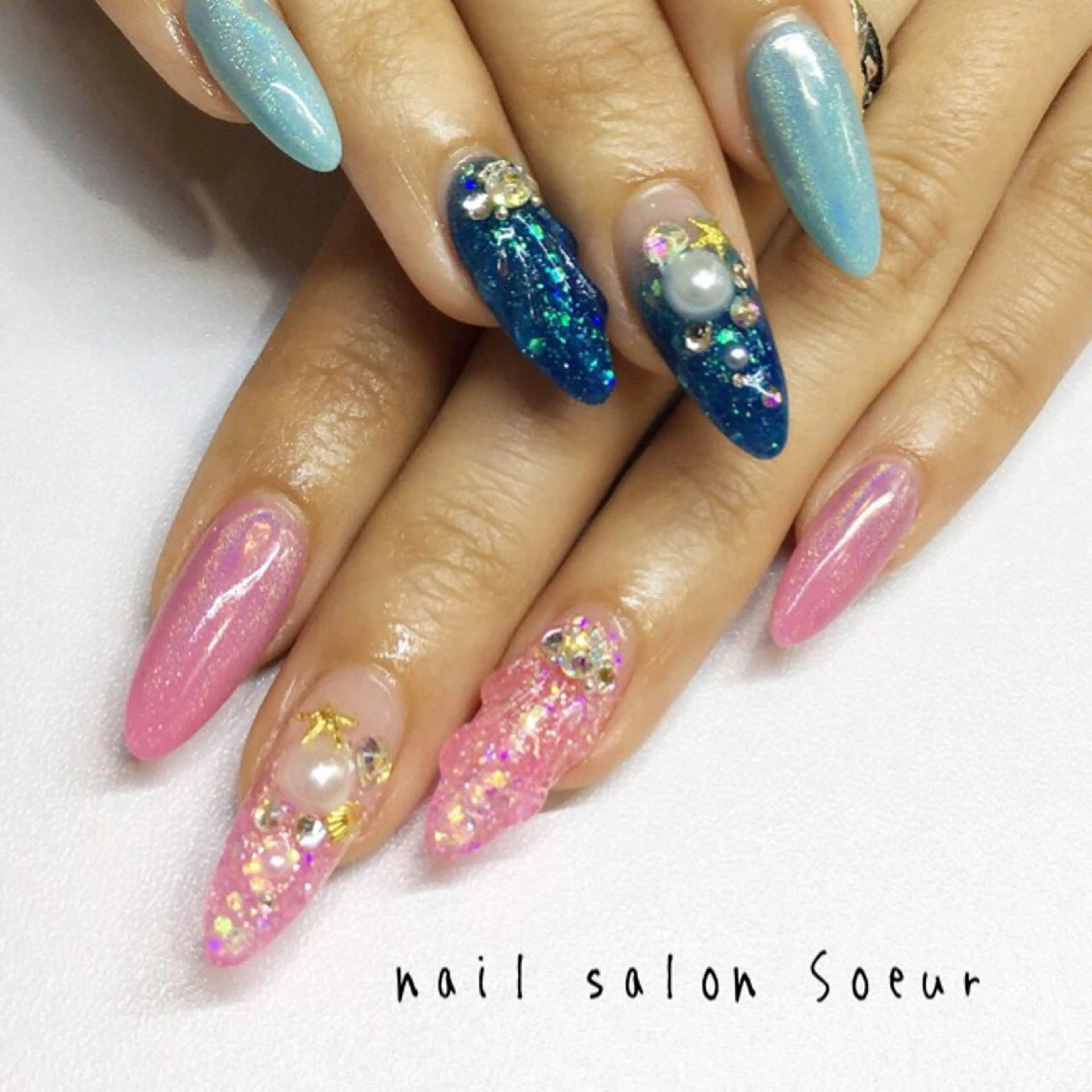 ネイル キラキラネイル ラメ(グリッター) 持ち込み スカルプネイル ハンドネイル nail salon Soeurのネイルデザイン