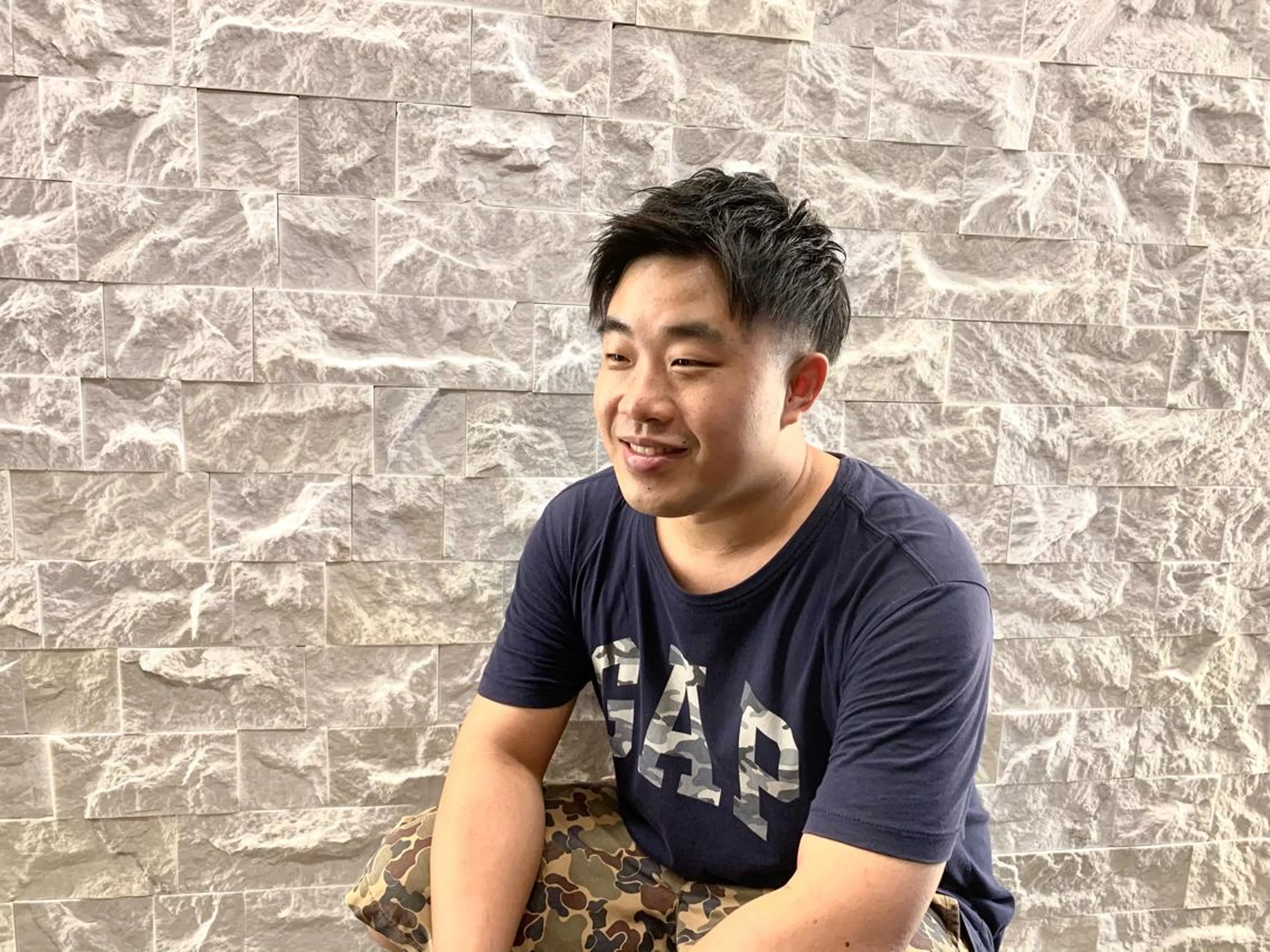 ショート メンズ アップバング メンズパーマ 福留 叶太のヘアスタイル